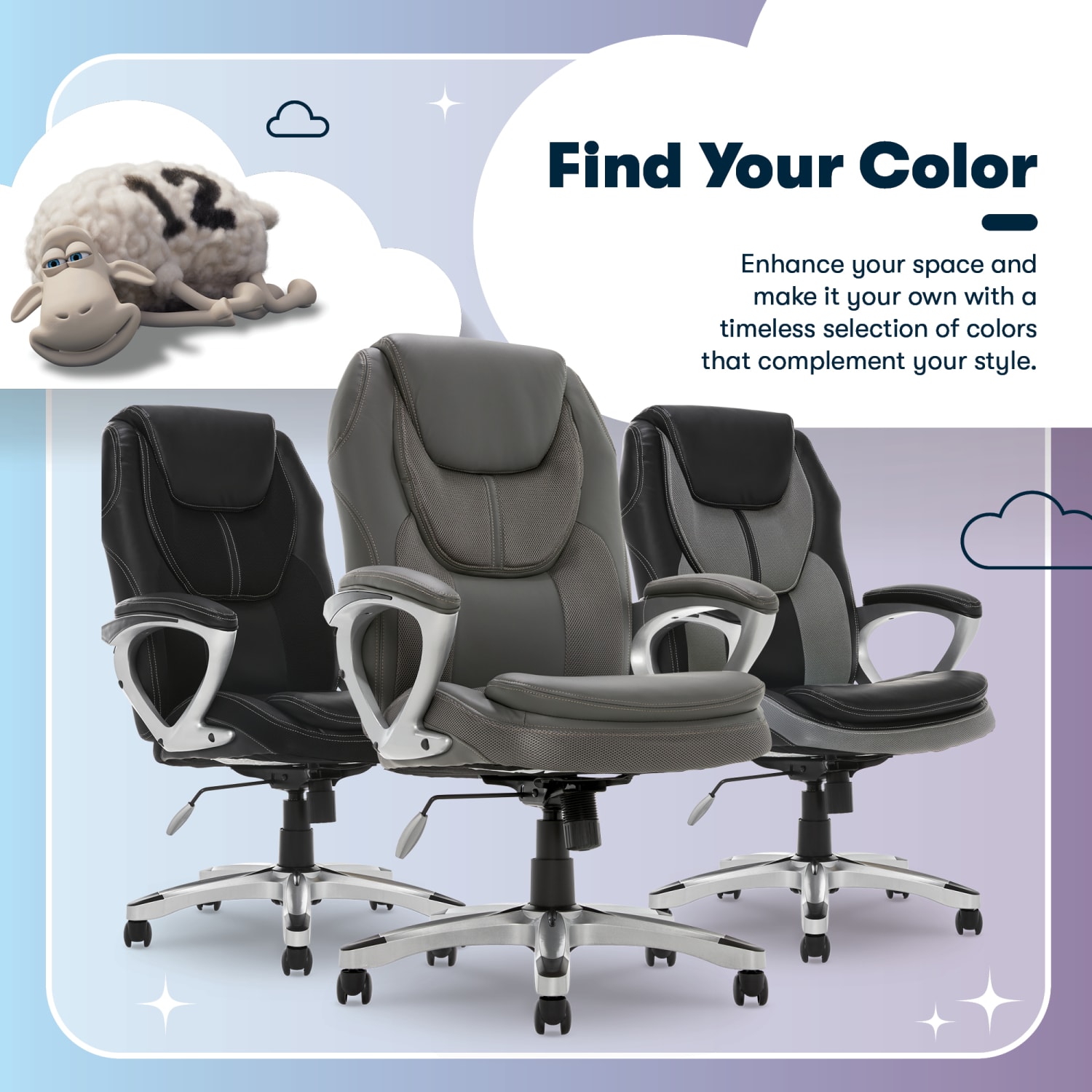 Serta Amplify Bonded LeatherMesh HighBack Office Chair GraySilver PopularChairscom Serta Amplify Bonded LeatherMesh High Back Office Chair GraySilver PopularChairscom