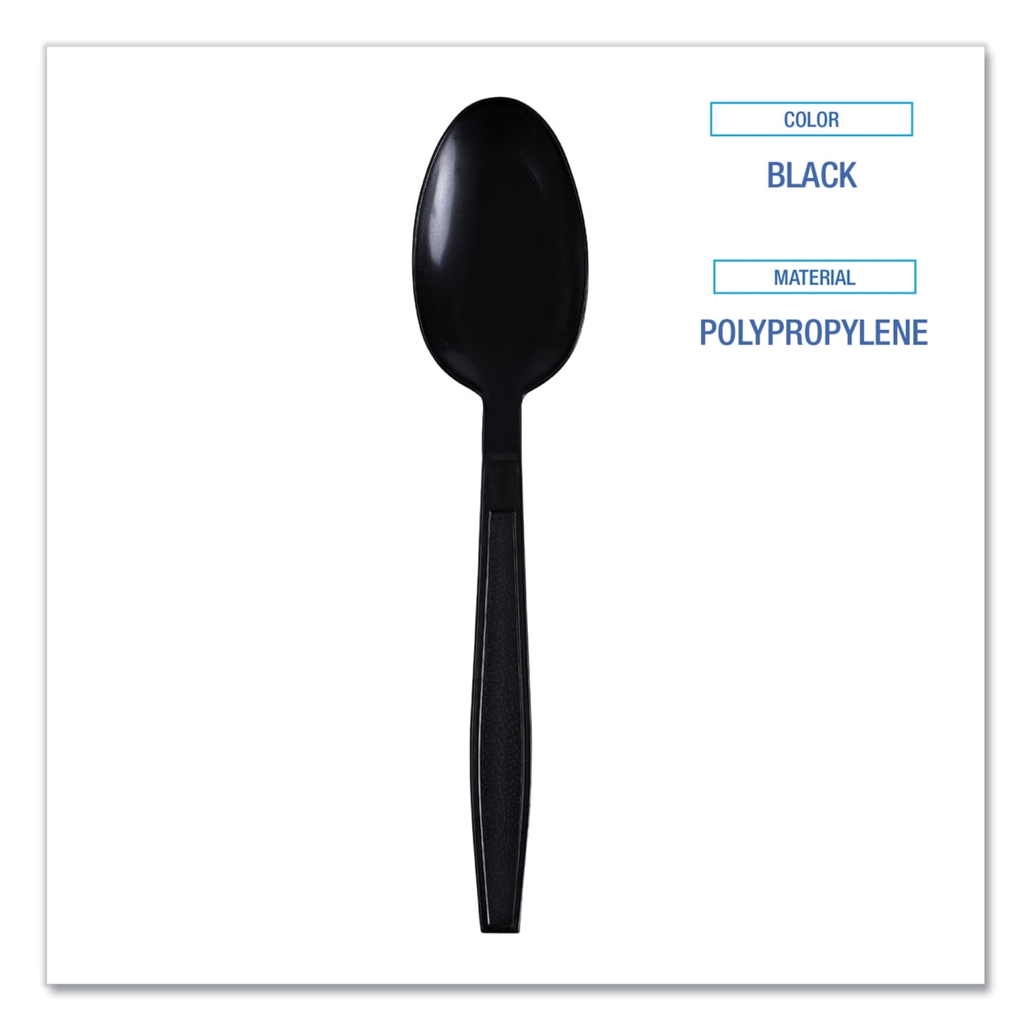 Boardwalk Heavyweight Wrapped Polypropylene Cutlery, Teaspoon, 6-1/2inL, Black, Carton Of 1,000 Teaspoons - Image 4
