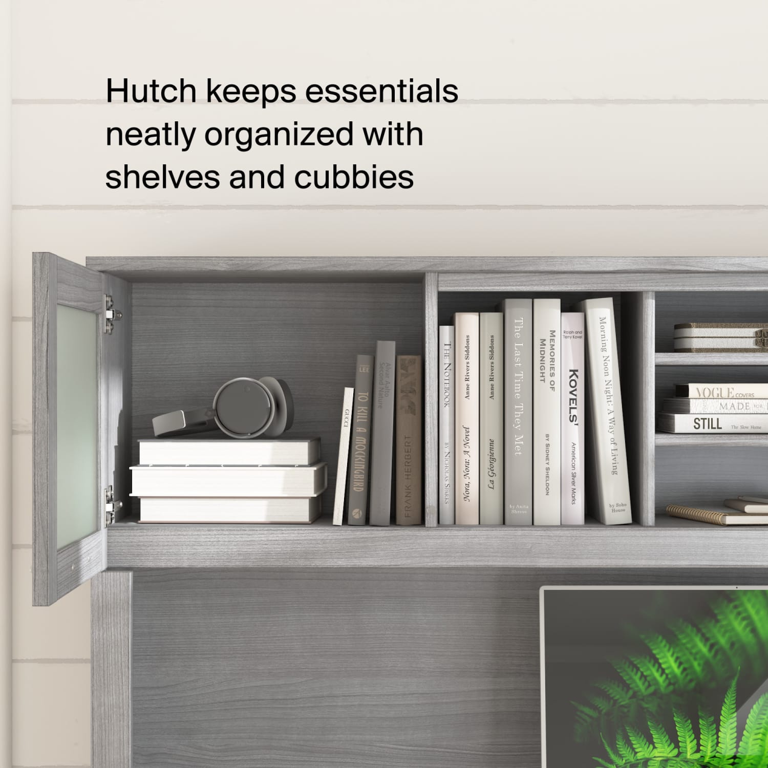 Bush Furniture Somerset 72inW 3-Position Sit-To-Stand L-Shaped Desk With Hutch, Platinum Gray, Standard Delivery - Image 5