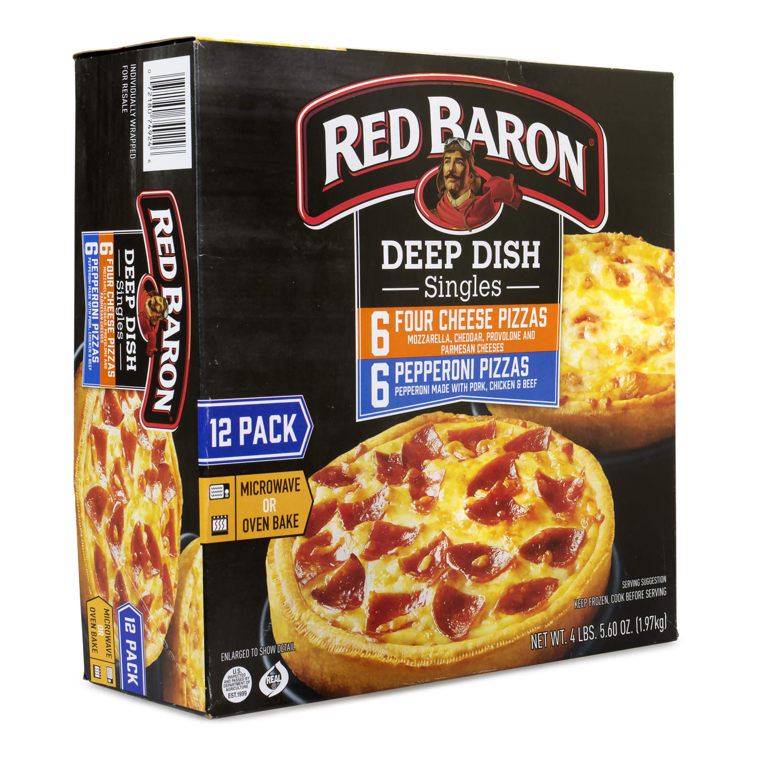 Red Baron Deep Dish Pizza Singles Variety Pack, 4-Cheese/Pepperoni, 70.56-Oz, Box Of 12 - Image 3