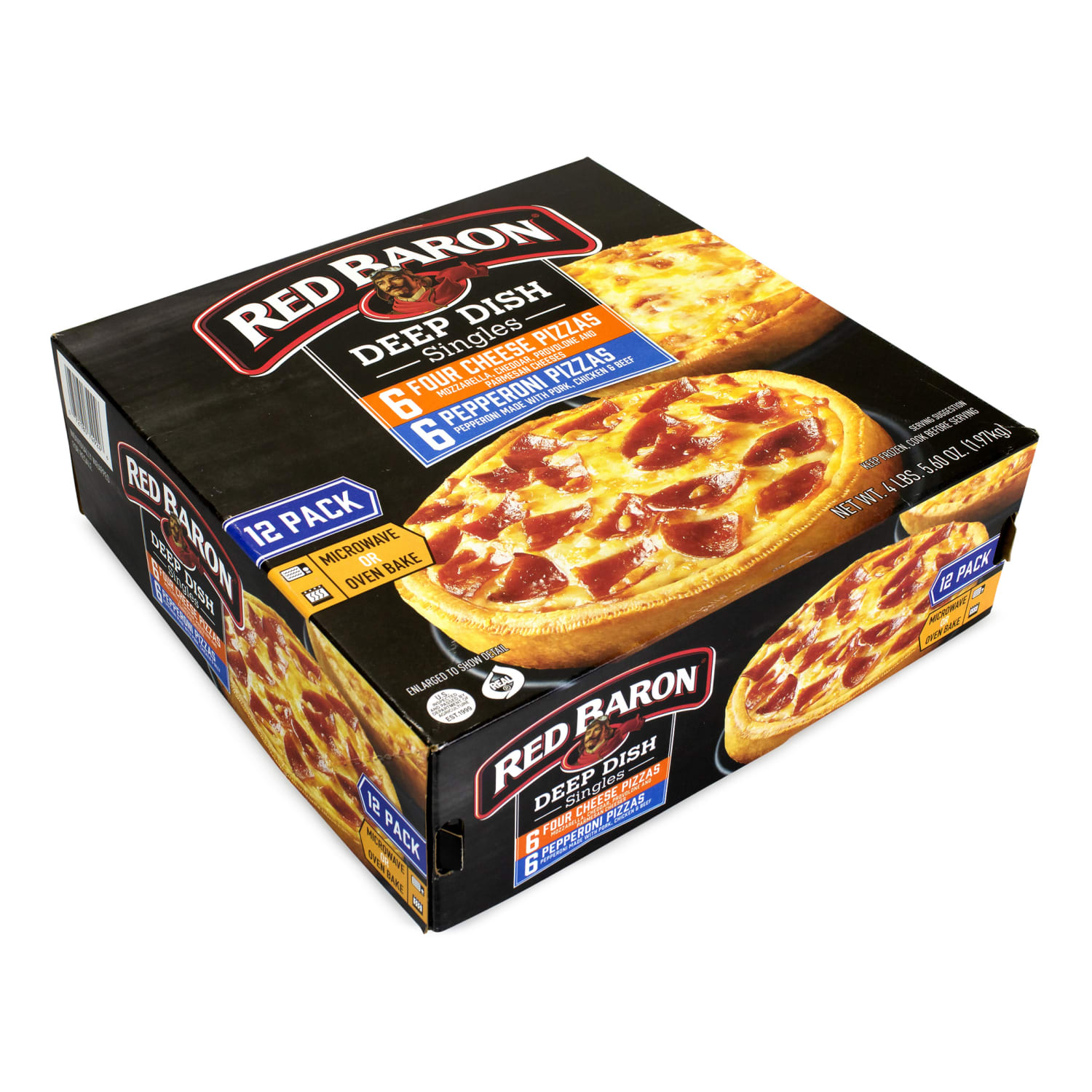 Red Baron Deep Dish Pizza Singles Variety Pack, 4-Cheese/Pepperoni, 70.56-Oz, Box Of 12 - Image 6