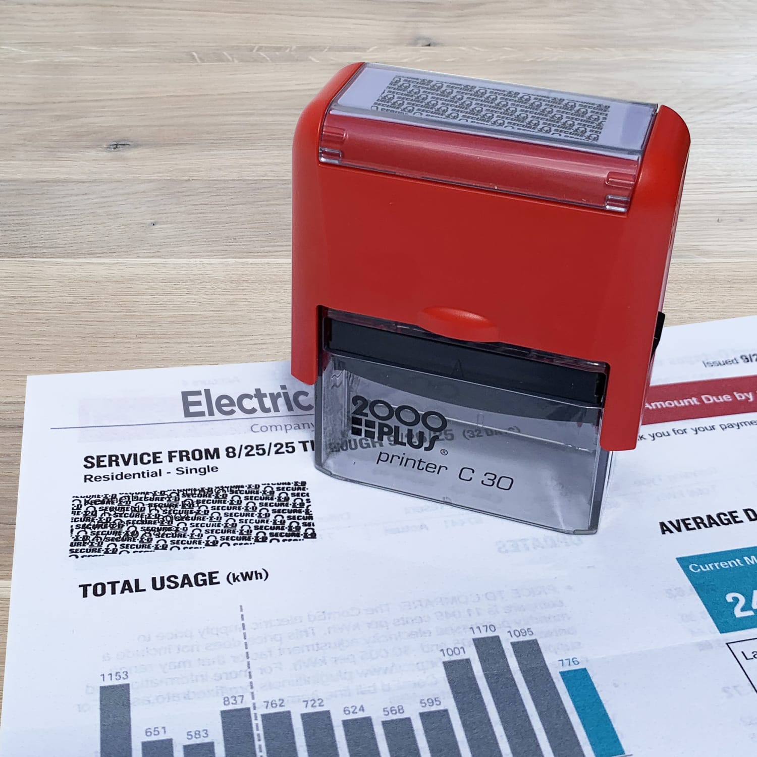2000 Plus Self-Inking Security Stamp, 1 2/5in x 5/8in Impression, Black - Image 5