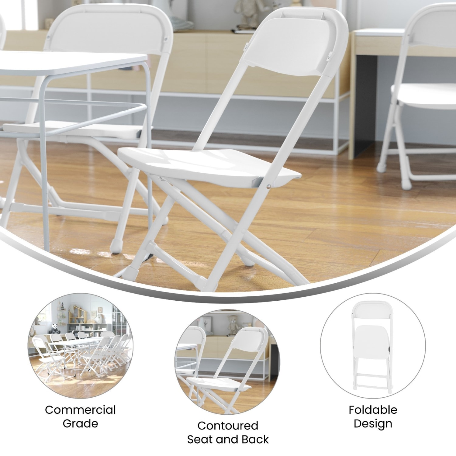 Flash Furniture 2 Pack Kids Plastic Folding Chair White PopularChairscom