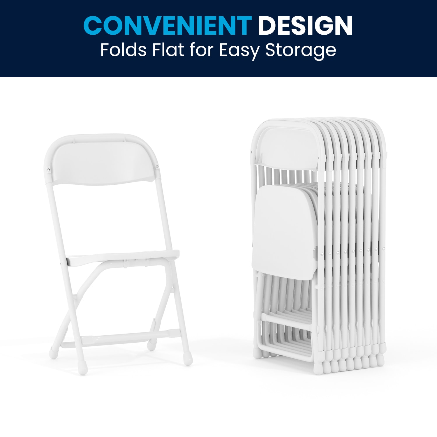 Flash Furniture 2 Pack Kids Plastic Folding Chair, White - Image 6