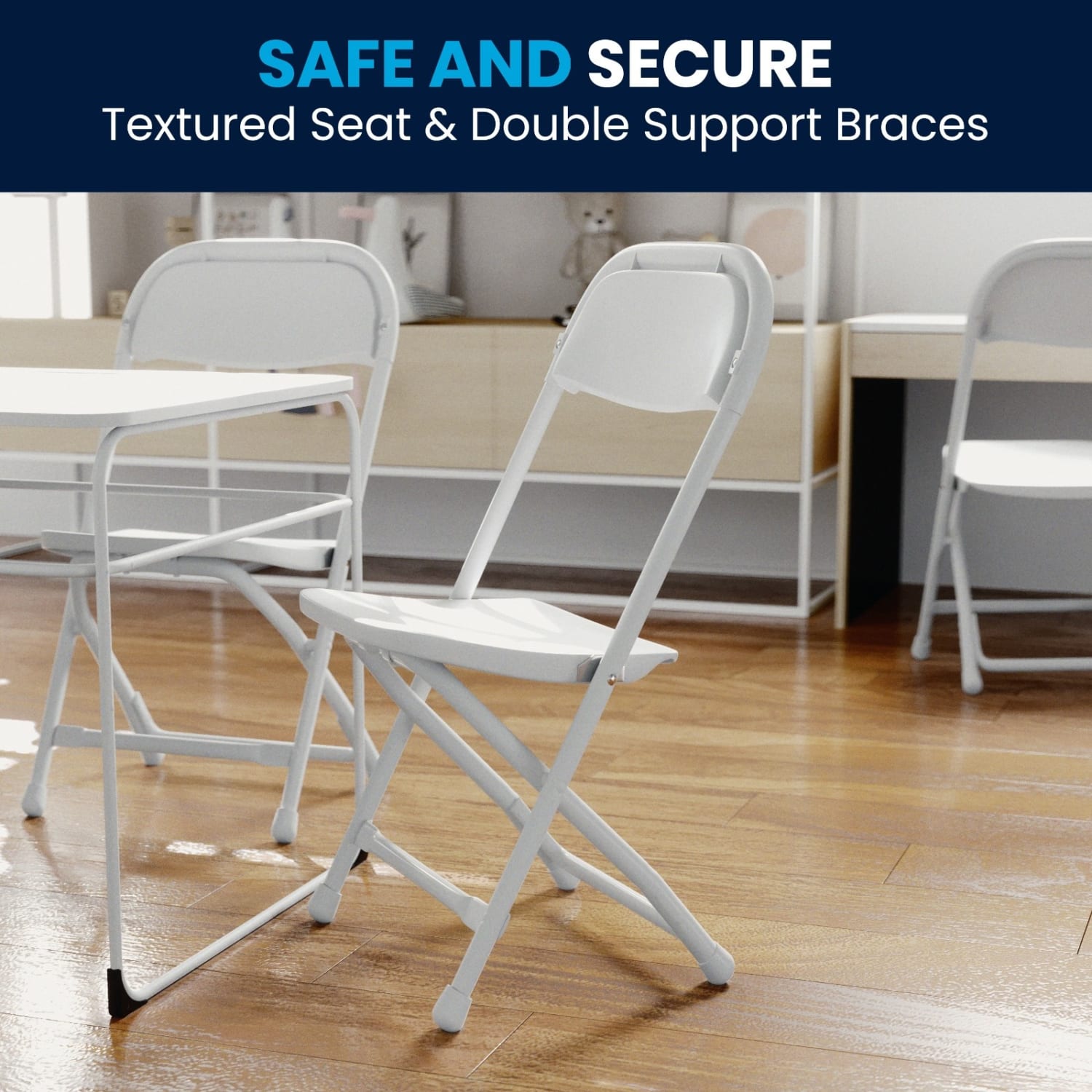 Flash Furniture 2 Pack Kids Plastic Folding Chair White PopularChairscom