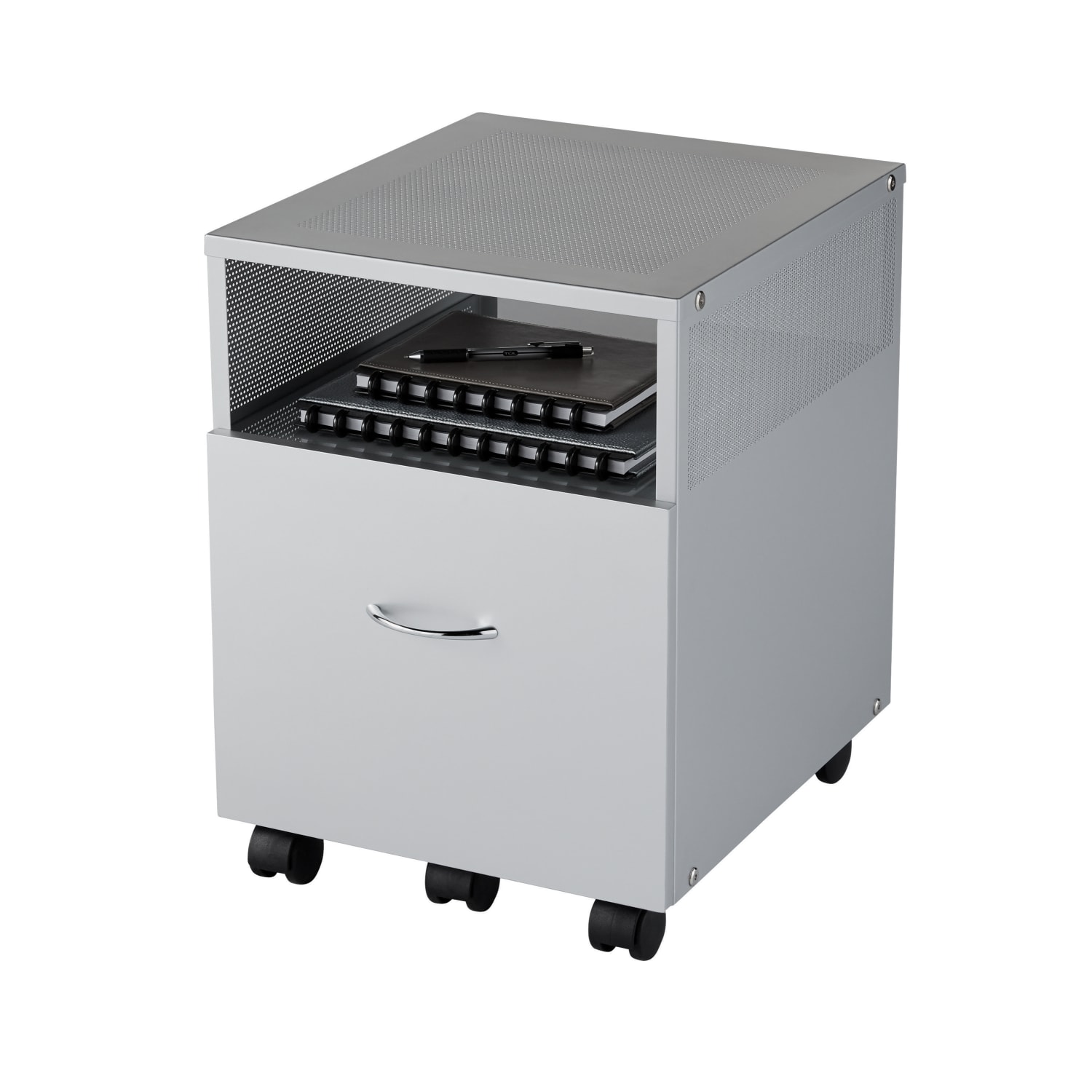 Realspace Vista 20inD Metal Mobile File Storage Cart, Silver - Image 3