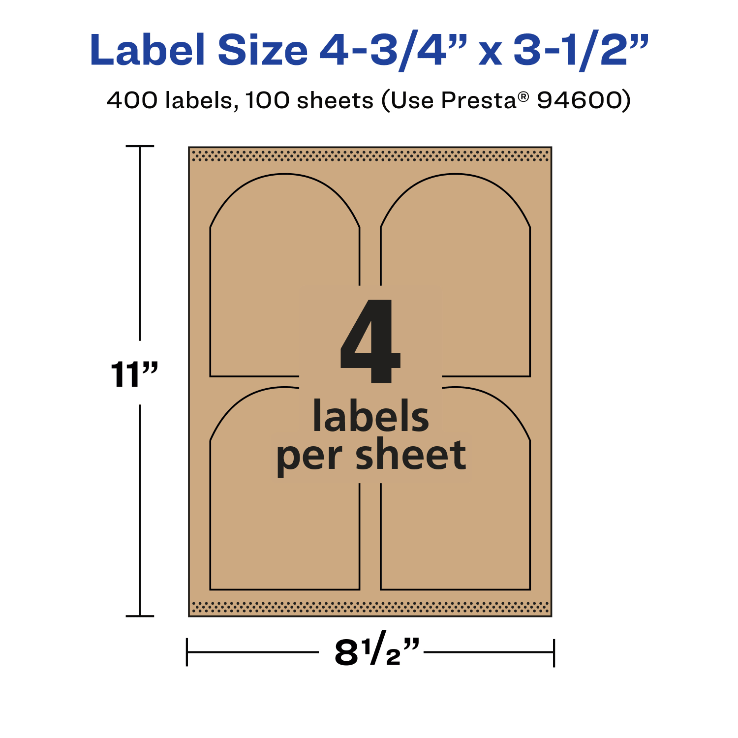 Avery Kraft Permanent Labels With Sure Feed, 94600-KMP100, Arched, 4-3/4in x 3-1/2in, Brown, Pack Of 400 - Image 6
