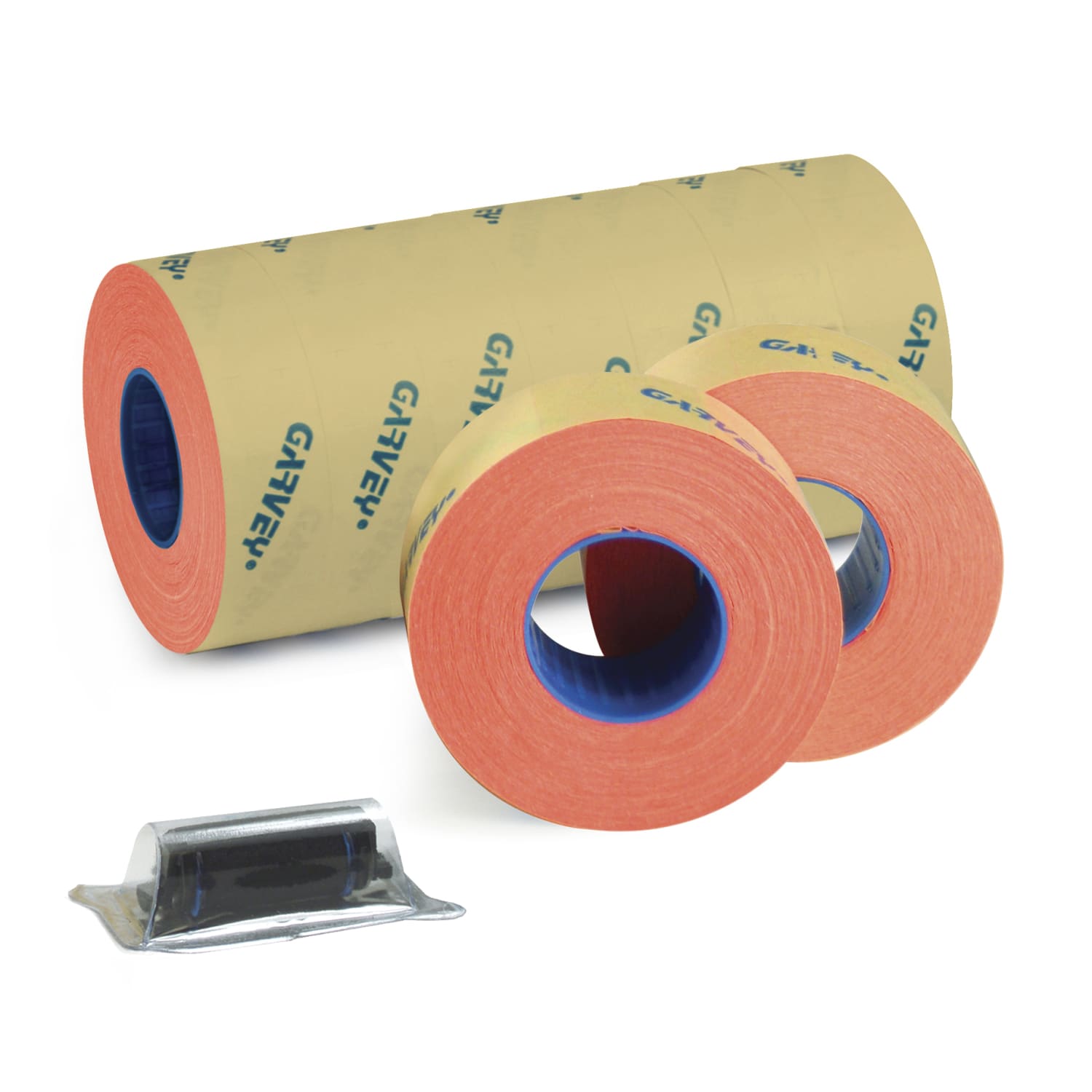 Garvey 2-Line Tamper-Resistant Price Marking Labels, 5/8in x 13/16in, Fluorescent Red, 1,000 Labels Per Roll, Pack Of 9 Rolls