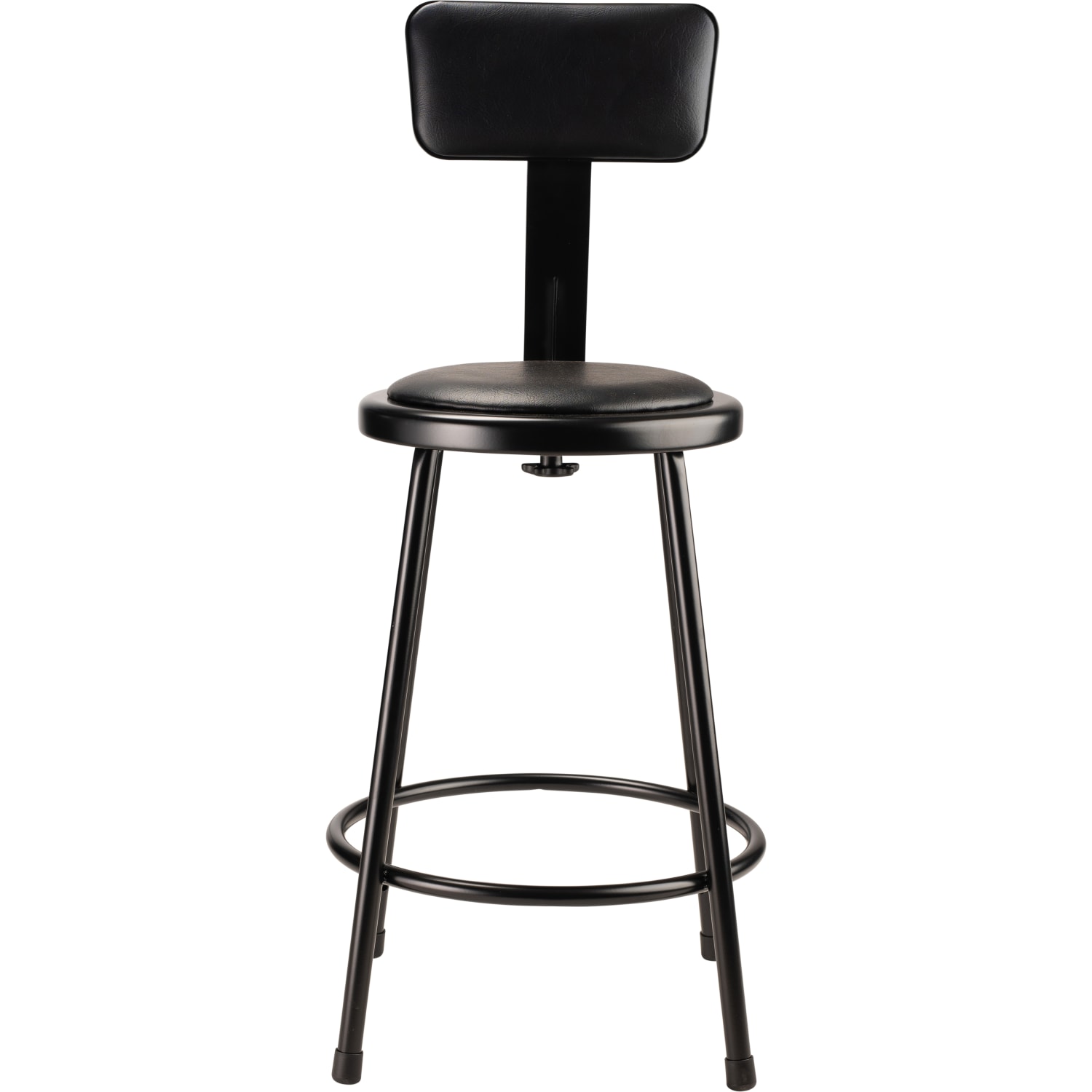 National Public Seating 6400 Vinyl Task Stool With Backrest 37in  39inH Black PopularChairscom