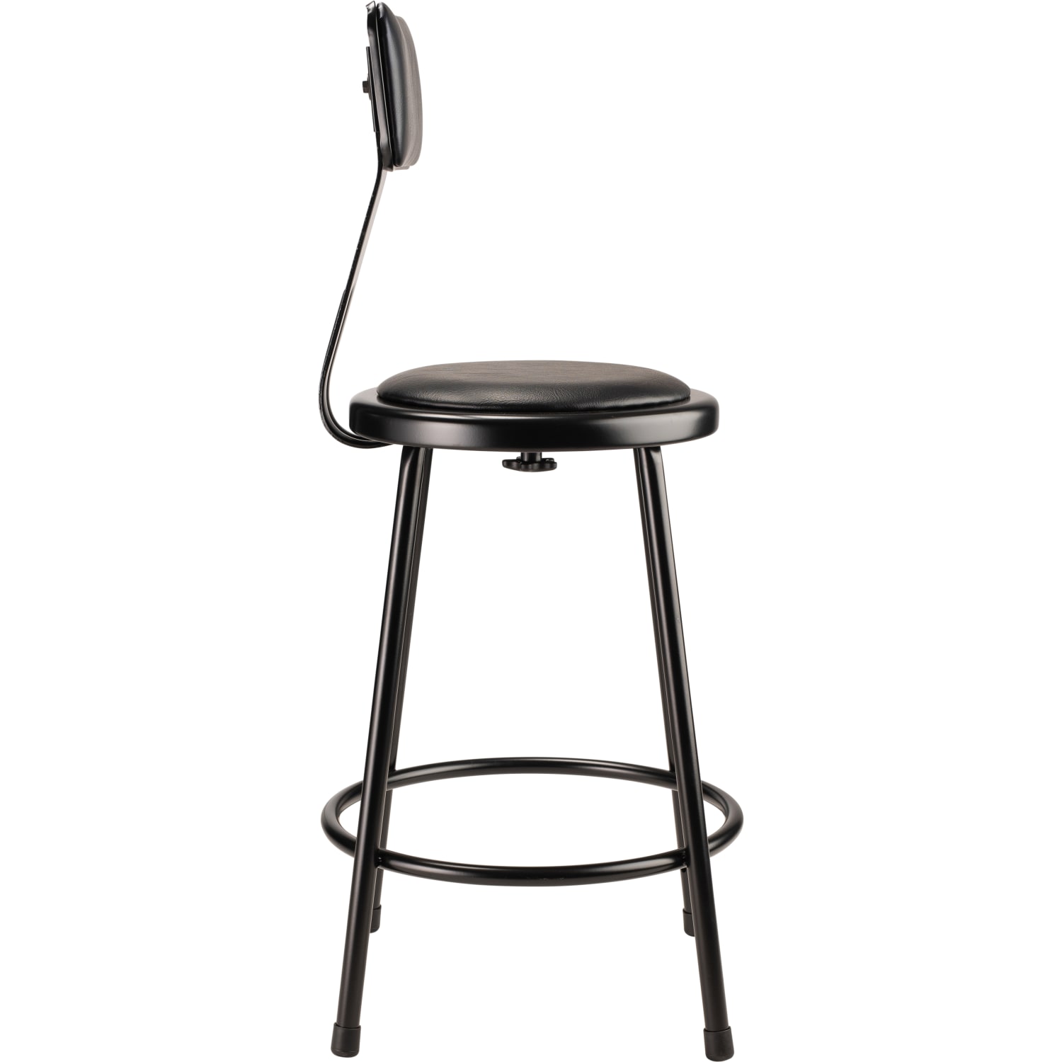 National Public Seating 6400 Vinyl Task Stool With Backrest 37in  39inH Black PopularChairscom