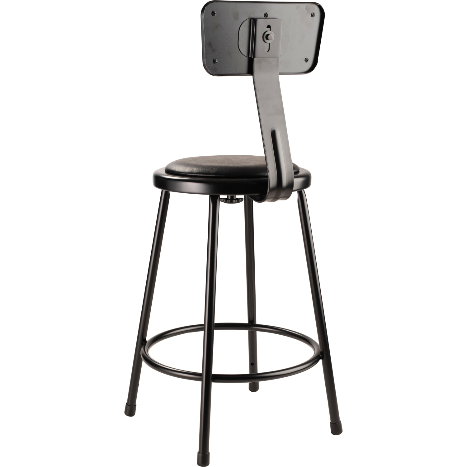National Public Seating 6400 Vinyl Task Stool With Backrest 37in  39inH Black PopularChairscom
