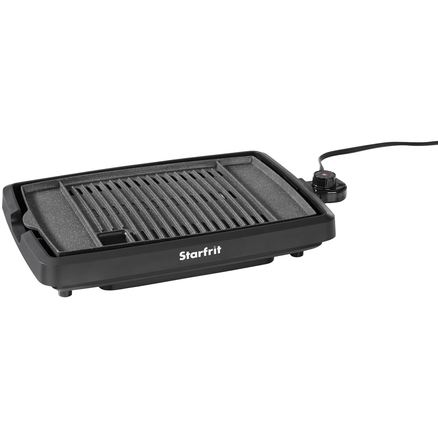 THE ROCK by Starfrit Indoor Smokeless Electric BBQ Grill, 12inH x 3-1/2inW x 17-15/16inD, Black