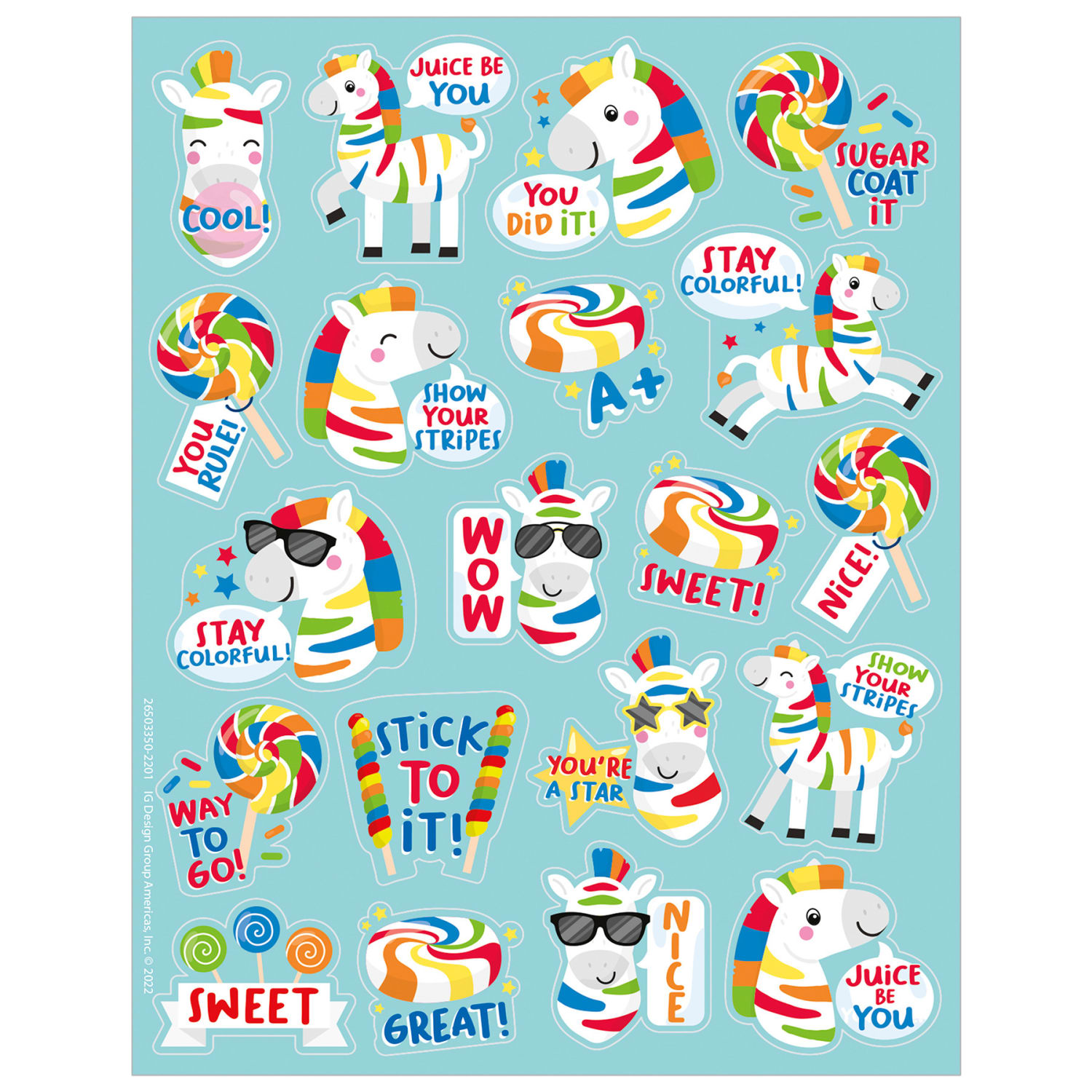 Eureka Scented Stickers, Fruit Zebras Fruit Punch, 80 Stickers Per Pack, Bundle Of 6 Packs - Image 3