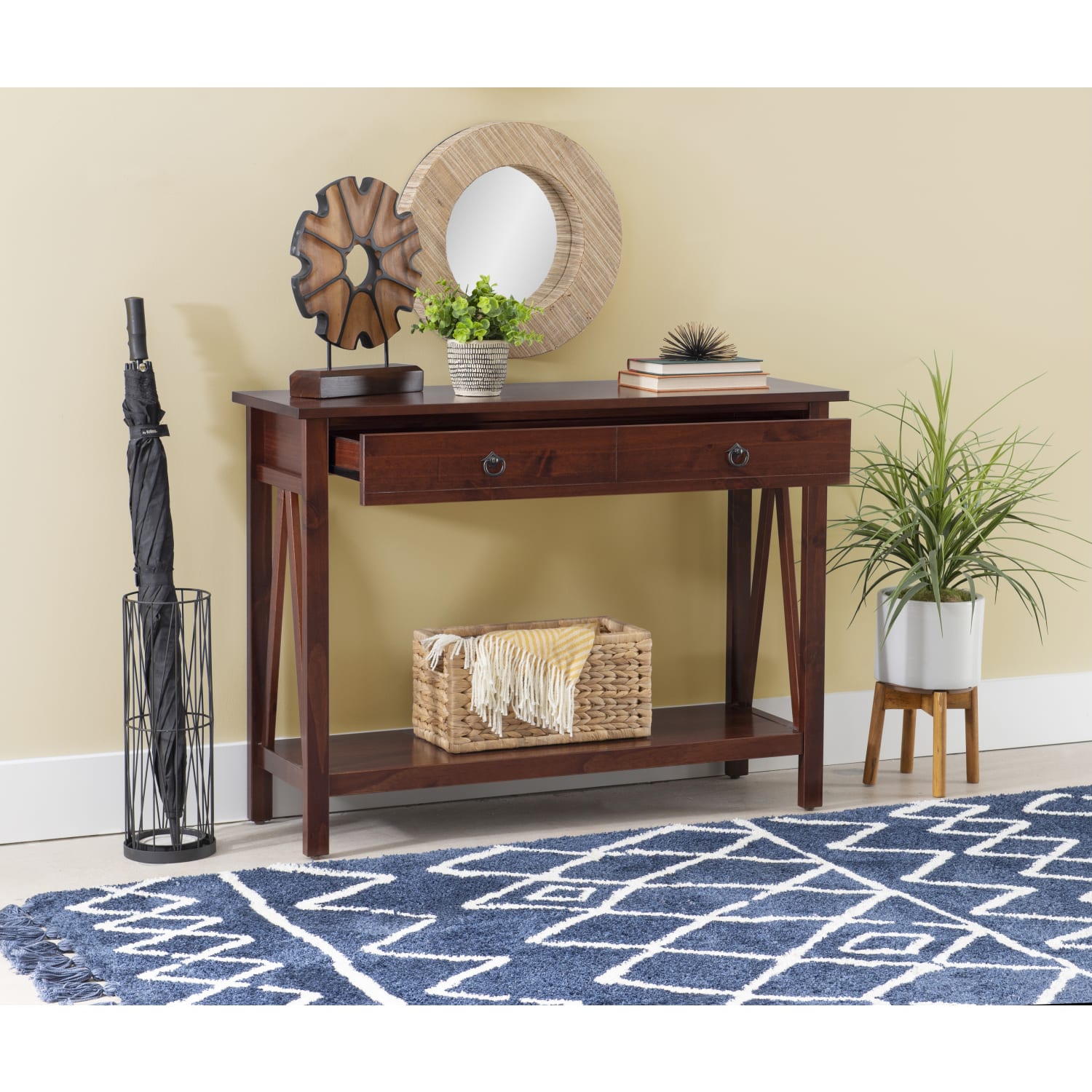 Linon Rockport Console Table, Antique Tobacco - Image 3