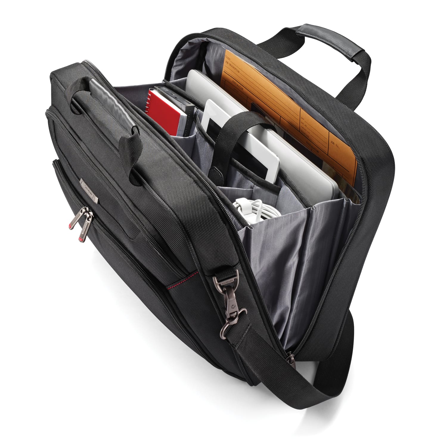 Samsonite Xenon 3 Polyester Techlocker Briefcase, 16 1/2inH x 12 3/4inW x 4inD, Black - Image 4