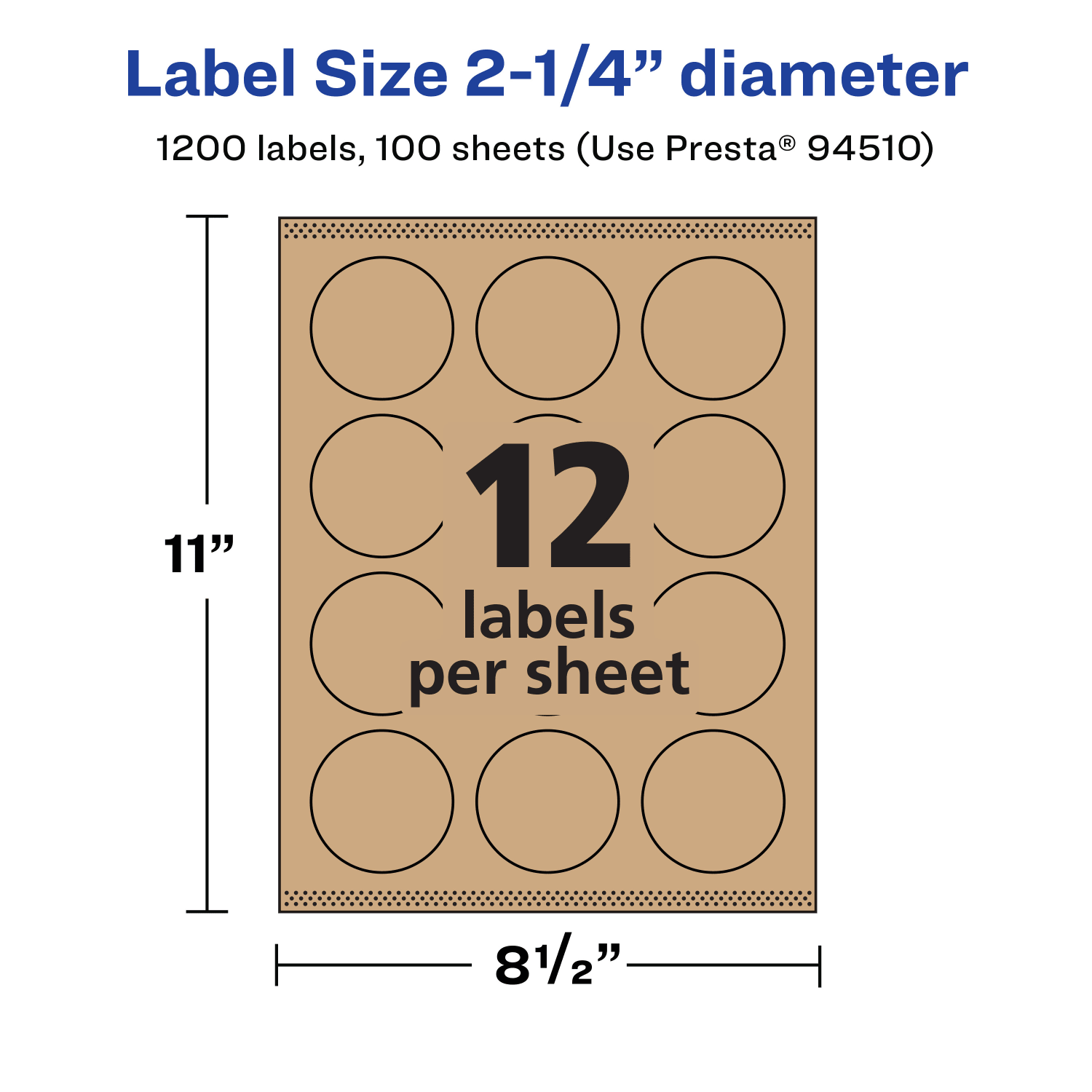 Avery Kraft Permanent Labels With Sure Feed, 94510-KMP100, Round, 2-1/4in Diameter, Brown, Pack Of 1,200 - Image 6