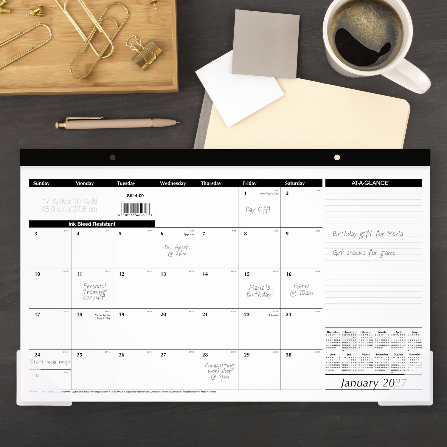 AT-A-GLANCE 2027 Monthly Desk Pad Calendar, Compact, 17 3/4in x 11in - Image 3