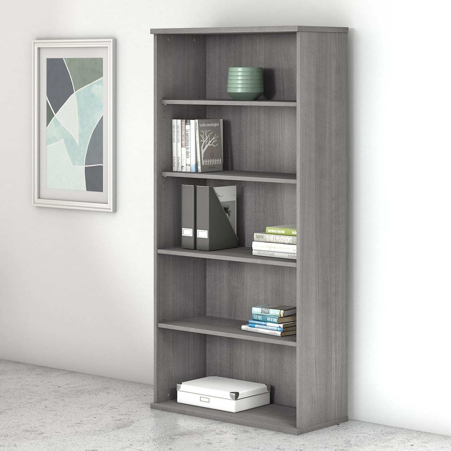 Bush Business Furniture Studio C 73inH 5-Shelf Bookcase, Platinum Gray, Standard Delivery - Image 3