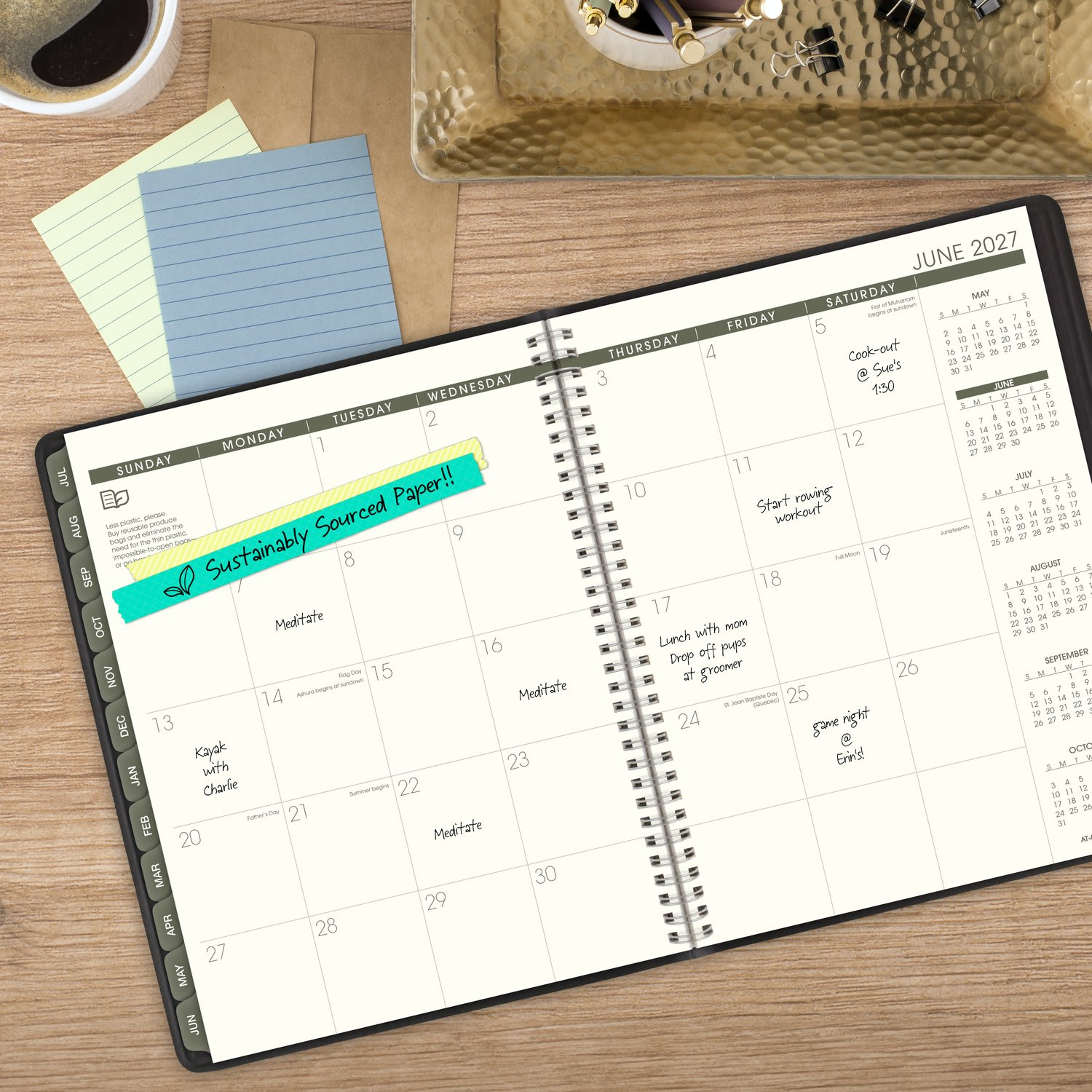 AT-A-GLANCE Recycled Academic 2026-2027 Weekly Monthly Appointment Book Planner, Black, Large, 8 1/4in x 11in - Image 4