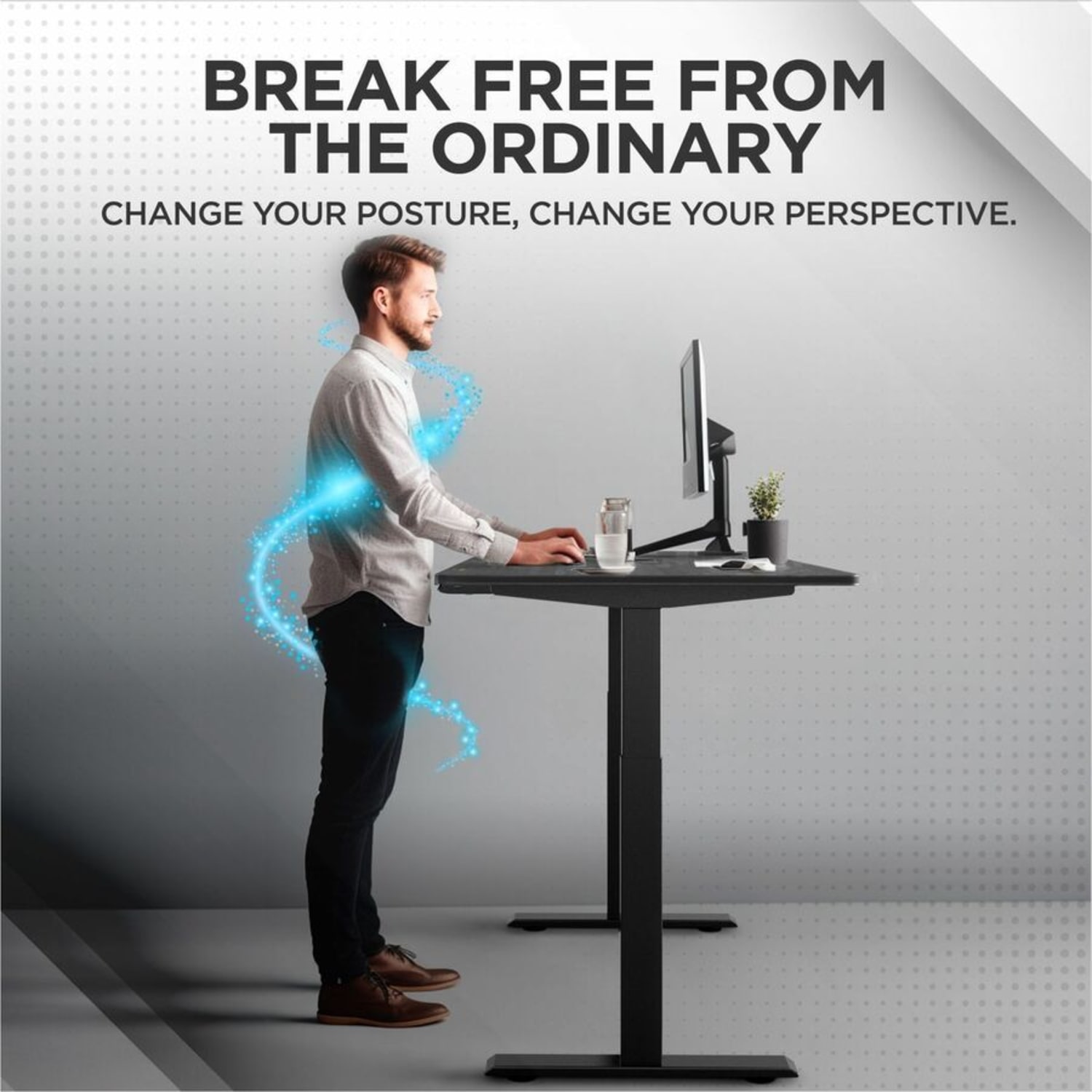Rise Up Electric 60inW Standing Computer Desk, Black/Black - Image 3