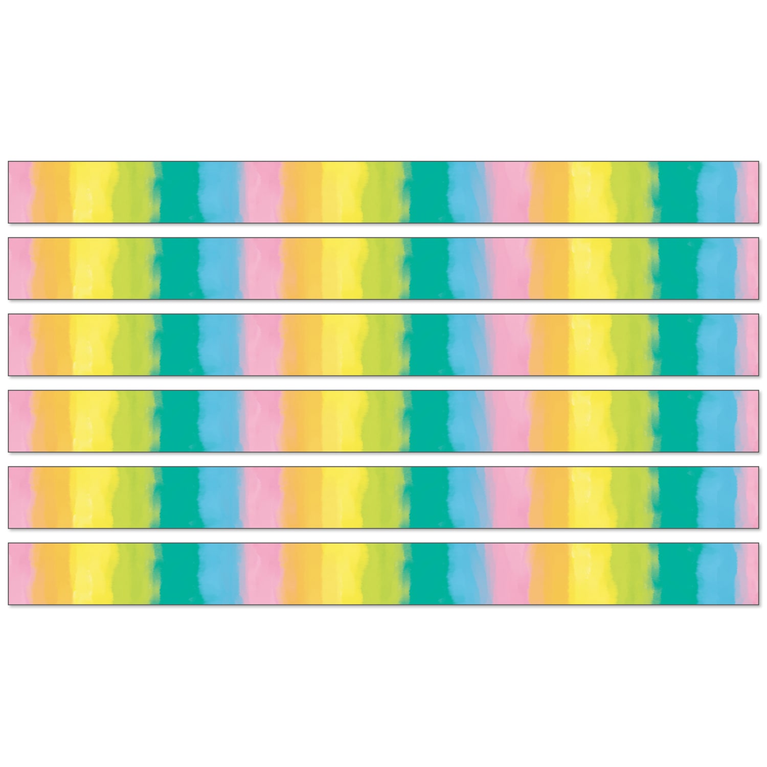 Carson Dellosa Education Happily Ever Elementary Creatively Inspired Straight Borders, Watercolor, 12 Borders Per Pack, Set Of 6 Packs