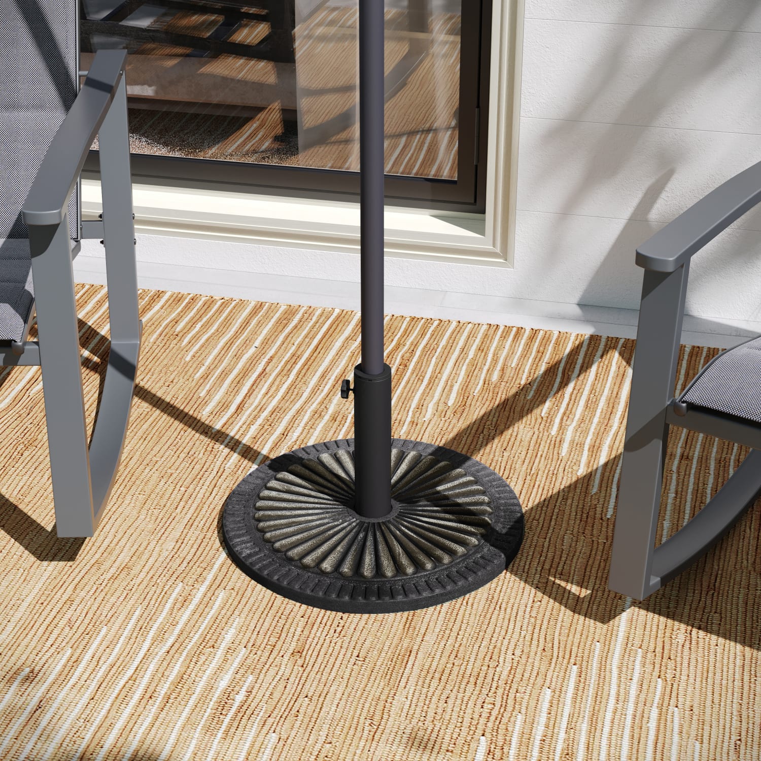 Flash Furniture Kona Universal Cement Patio Umbrella Base with Sunburst Patterned Weatherproof Plastic Polymer Coating, Bronze - Image 3