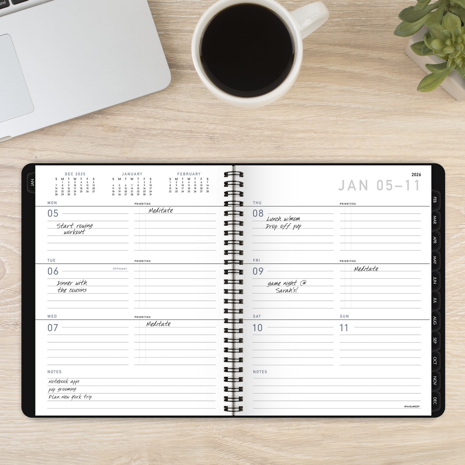 AT-A-GLANCE Contemporary Lite 2026 Weekly Monthly Planner, Black, Medium, 7in x 8 3/4in - Image 3