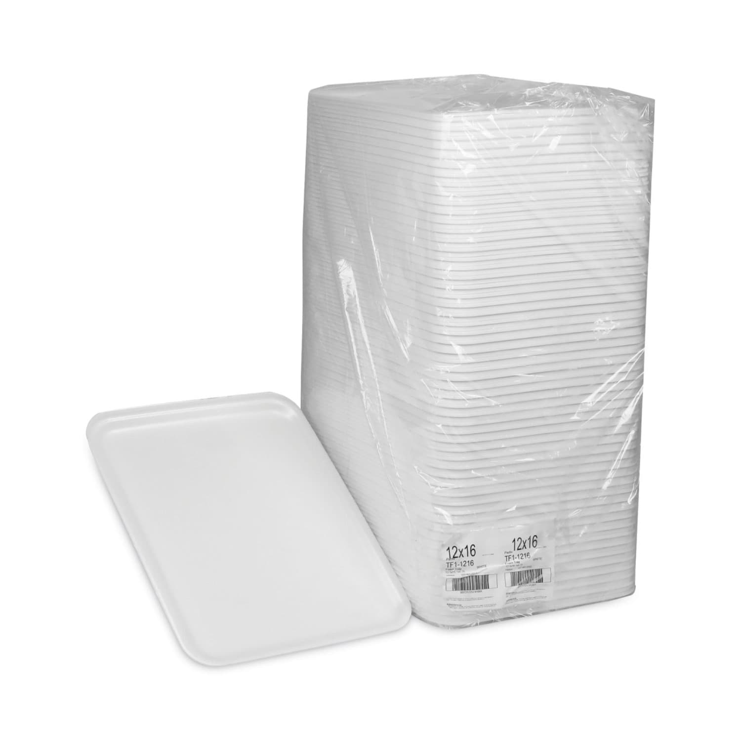 Pactiv Evergreen Foam Trays, Supermarket, #1216, 16-1/4in x 12-5/8in x 5/8in, White, Pack Of 100 Trays - Image 5
