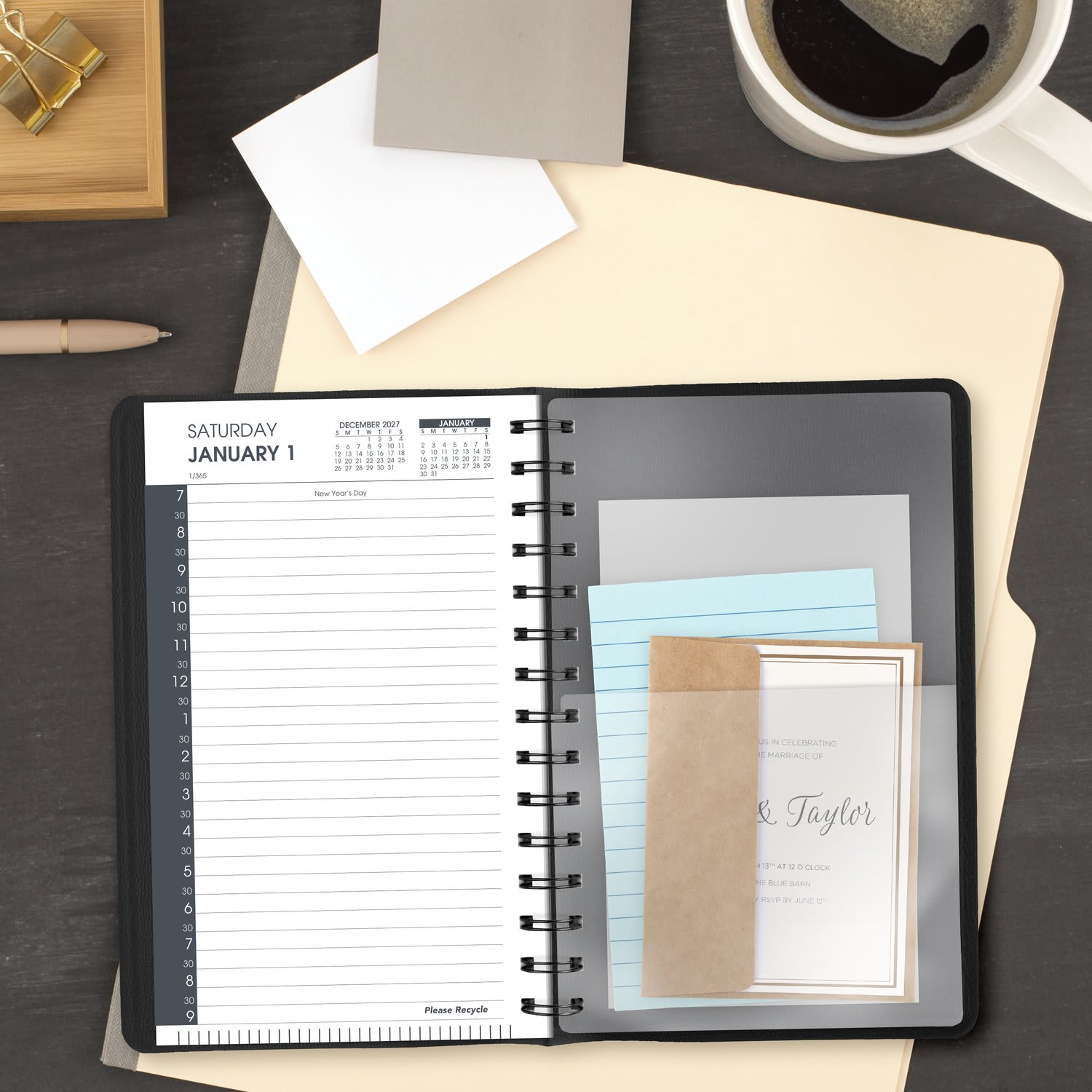 AT-A-GLANCE 2027 Daily Half-Hour Appointment Book Planner, Black, Small, 5in x 8in - Image 5