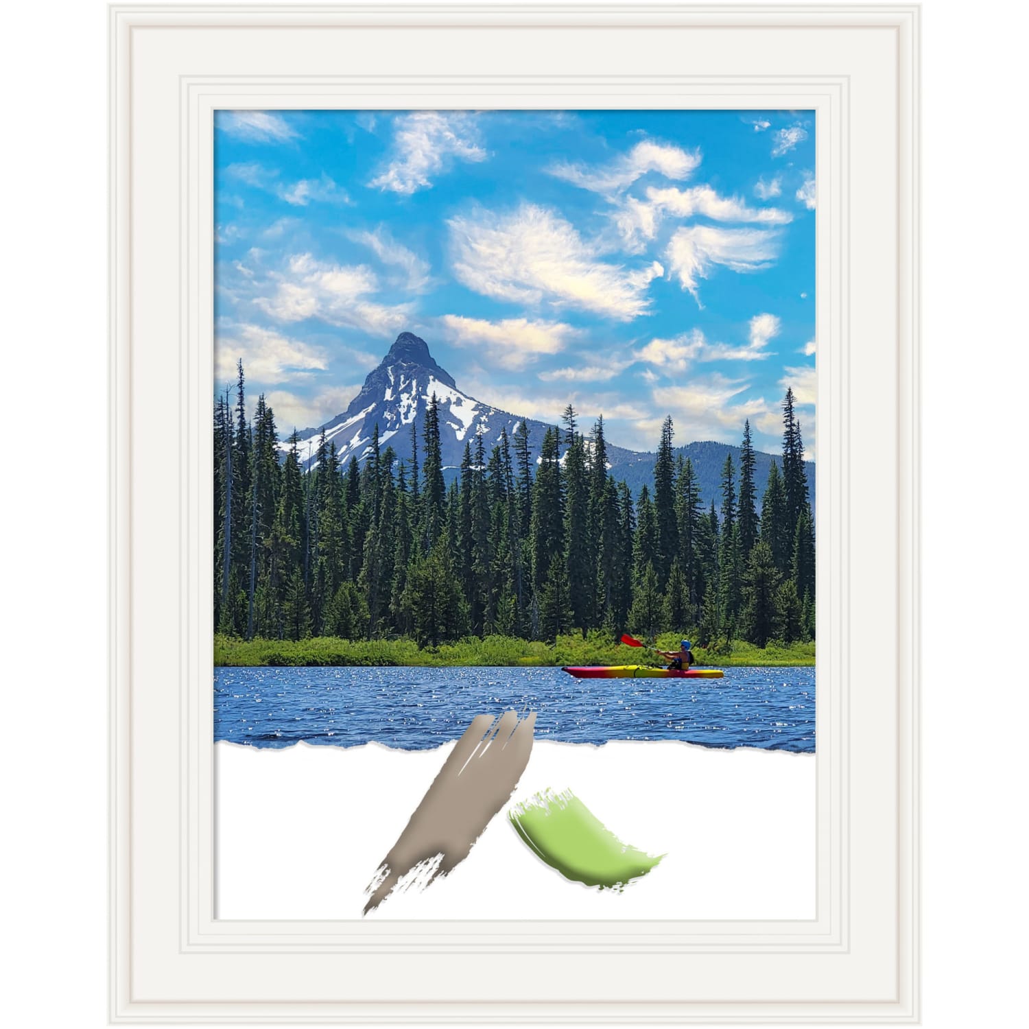 Amanti Art Ridge White Picture Frame, 24in x 30in, Matted For 18in x 24in