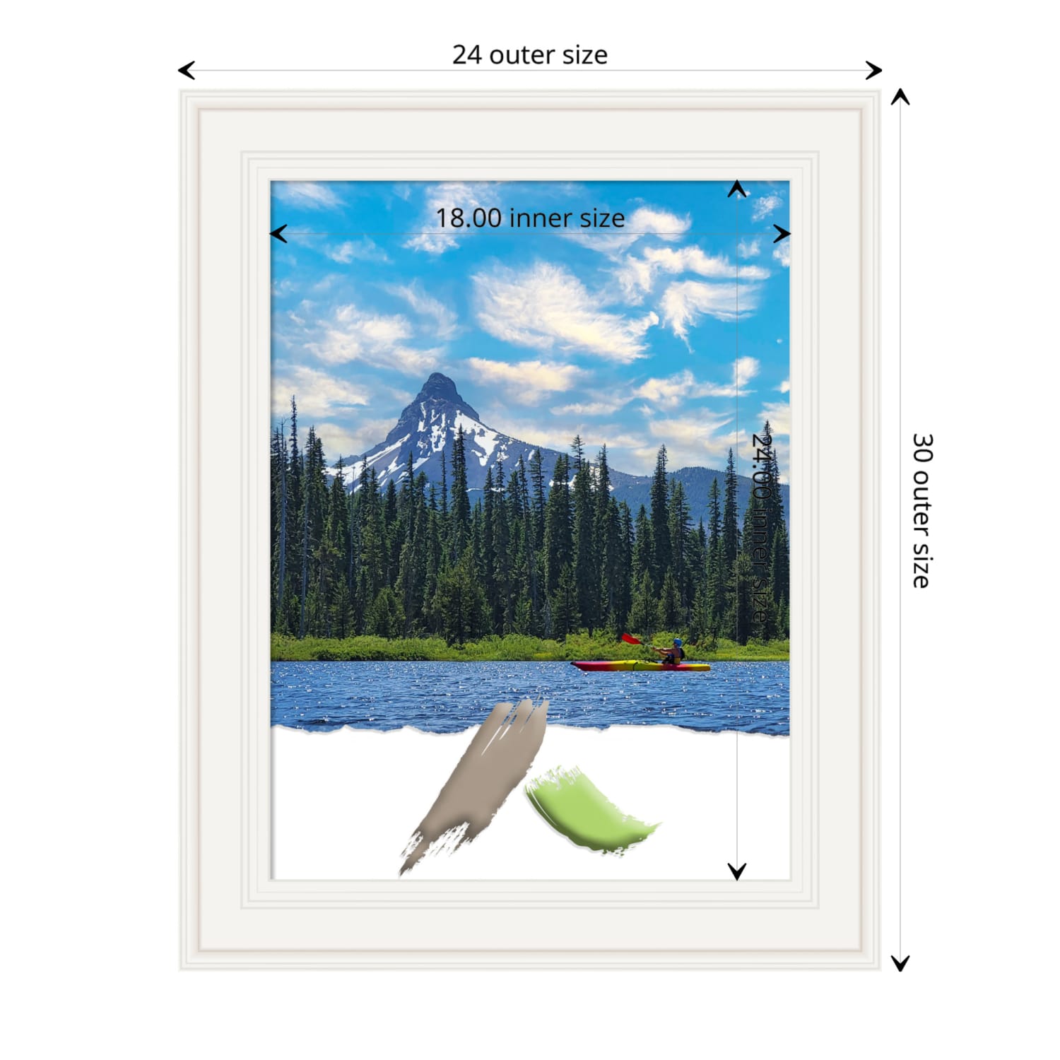 Amanti Art Ridge White Picture Frame, 24in x 30in, Matted For 18in x 24in - Image 5