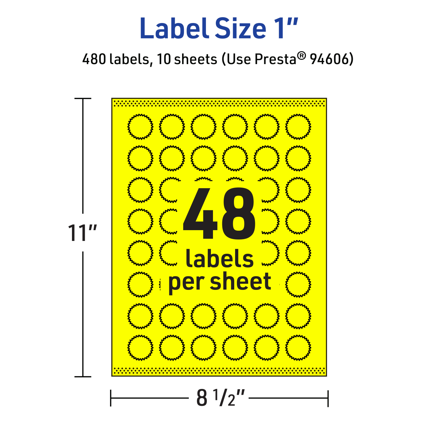 Avery Print-To-The-Edge Labels With Sure Feed Technology, 94606-NYP10, Starburst, 1in, Matte Neon Yellow, Pack of 480 - Image 6