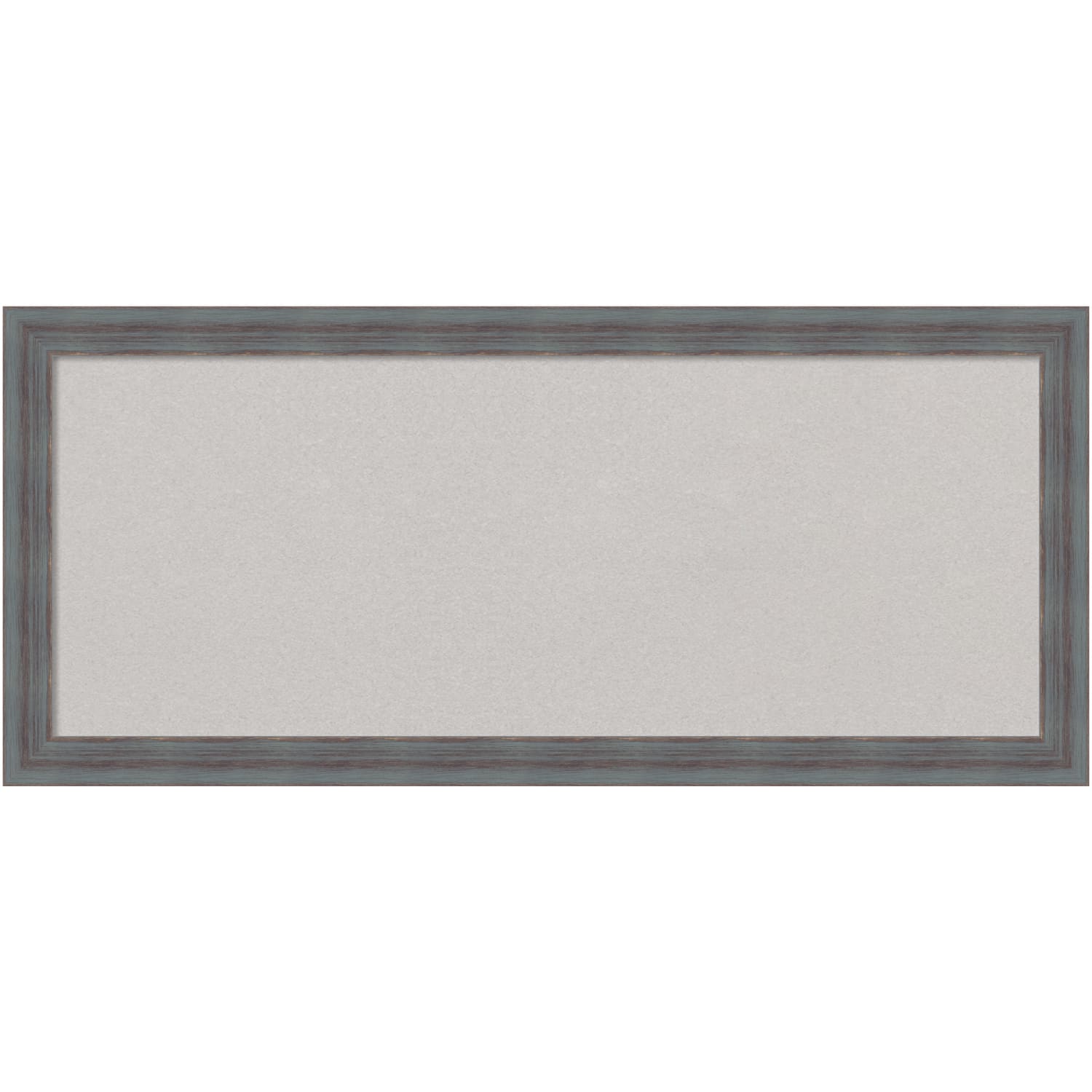 Amanti Art Rectangular Non-Magnetic Cork Bulletin Board, Gray, 32in x 14in, Dixie Blue Gray Rustic Wood Frame