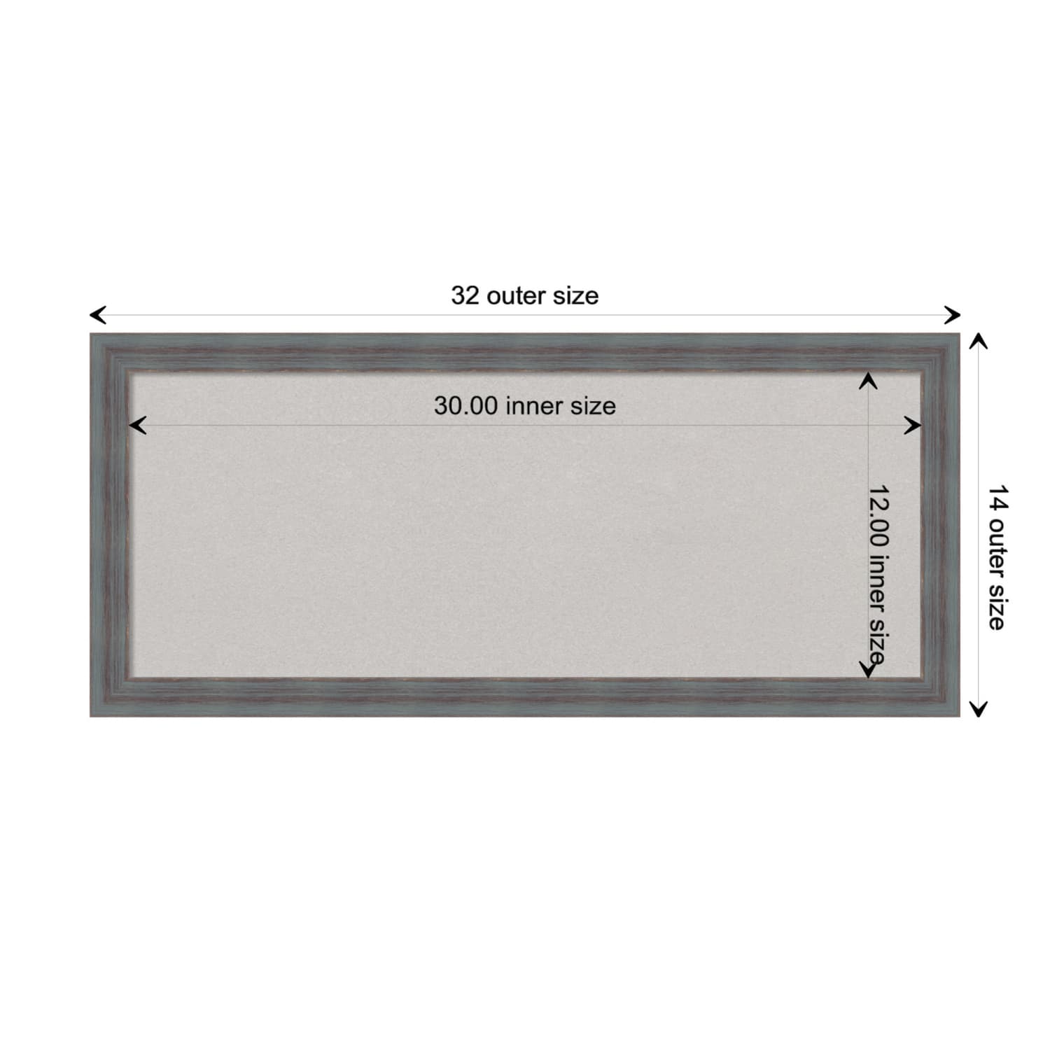 Amanti Art Rectangular Non-Magnetic Cork Bulletin Board, Gray, 32in x 14in, Dixie Blue Gray Rustic Wood Frame - Image 6