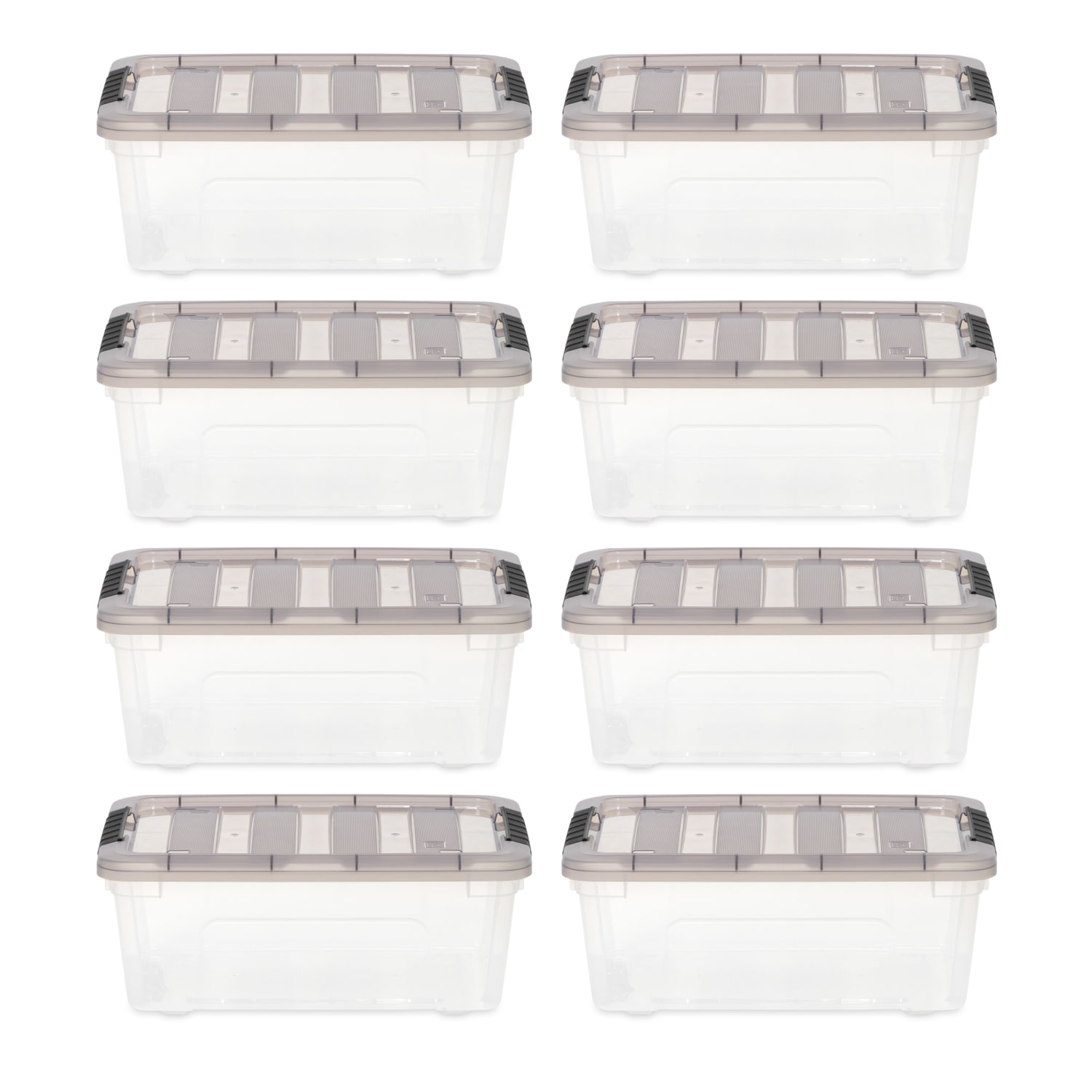 Iris Stack & Pull Storage Boxes, 3.14 Gallon, Clear/Gray, Set Of 8 Boxes - Image 4