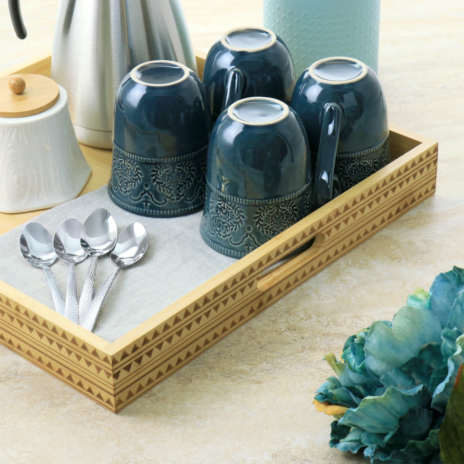 Gibson Home Sadler Wood Serving Tray With Built-In Handles, 15in, Brown - Image 5