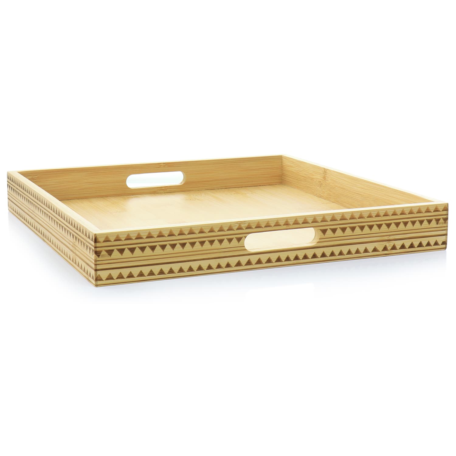 Gibson Home Sadler Wood Serving Tray With Built-In Handles, 15in, Brown - Image 6