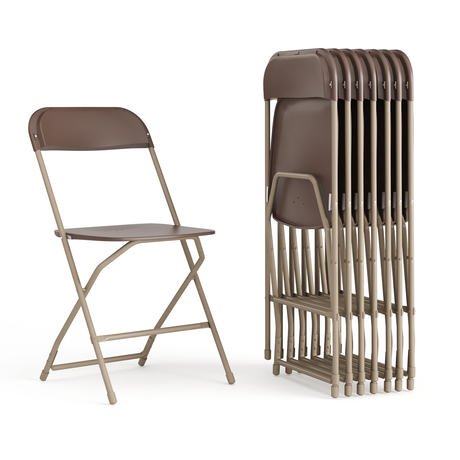 Flash Furniture Hercules Series Plastic Folding Chair - 8 Pack 650LB Weight Capacity, Brown