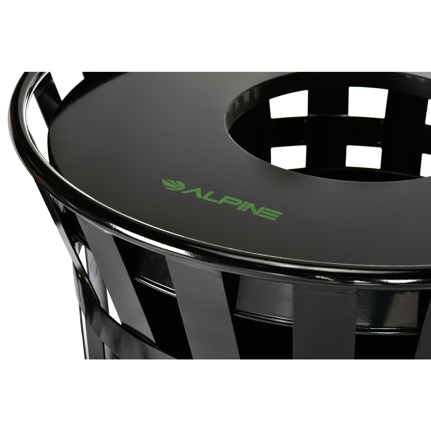 Alpine Industries 38 Gallon Metal-Slatted Outdoor Commercial Trash Can, 36ft"Hx27ft"Wx27ft-d, Black - Image 3