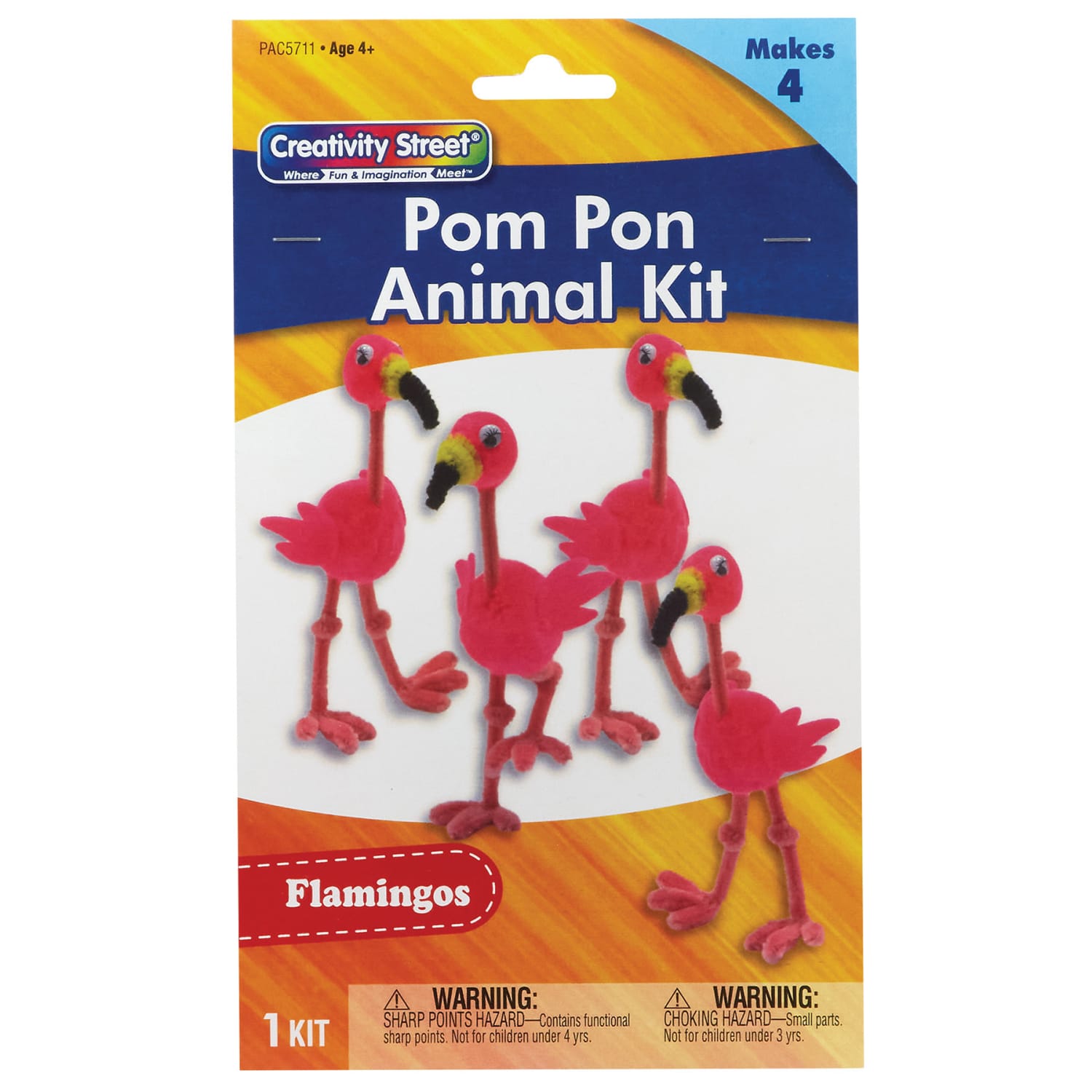 Creativity Street Pom Pom Animal Kits, Flamingos, 4 Animals Per Kit, Set Of 6 Kits - Image 3