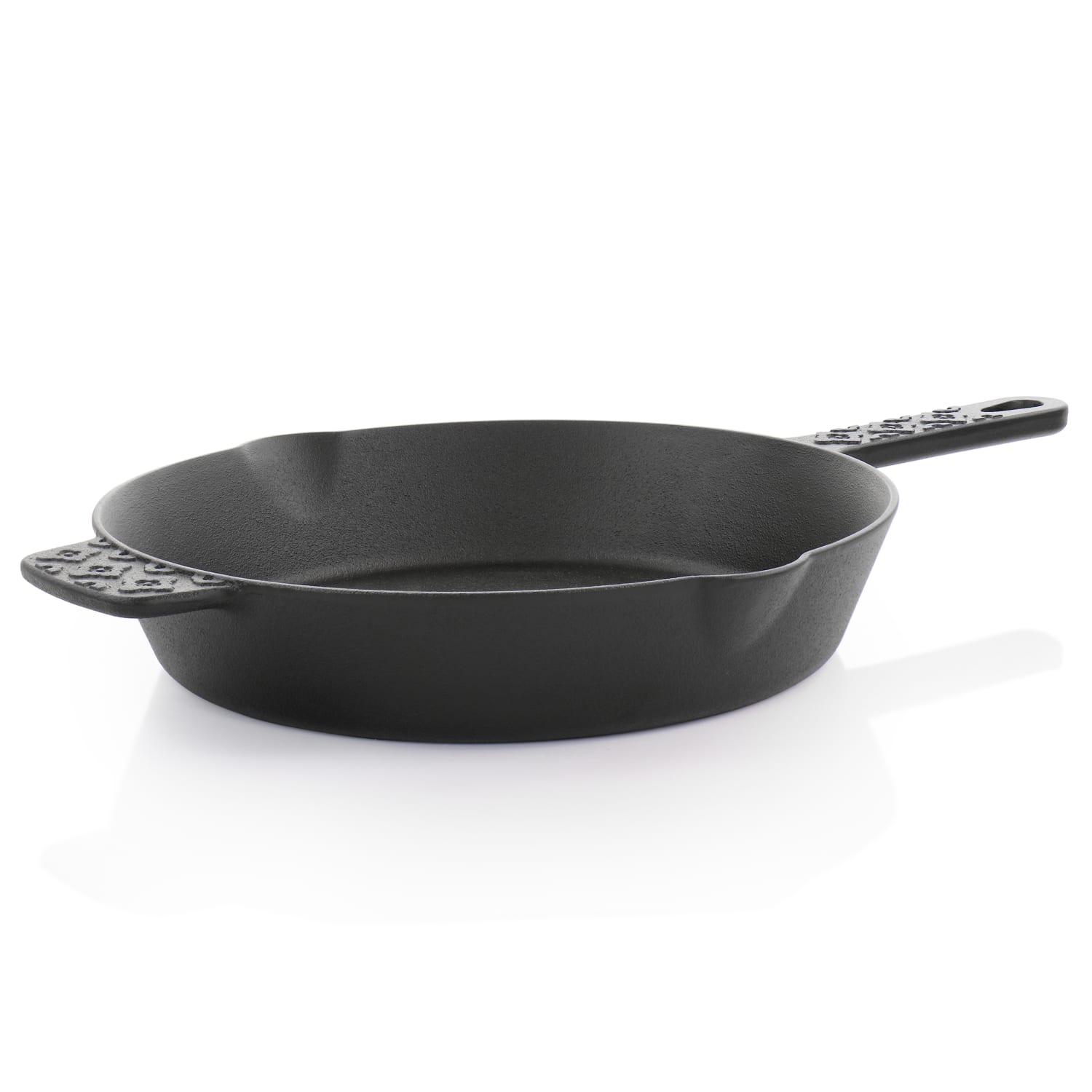 Spice by Tia Mowry Savory Saffron Cast Iron Skillet With Pouring Spouts, 12in, Black - Image 3