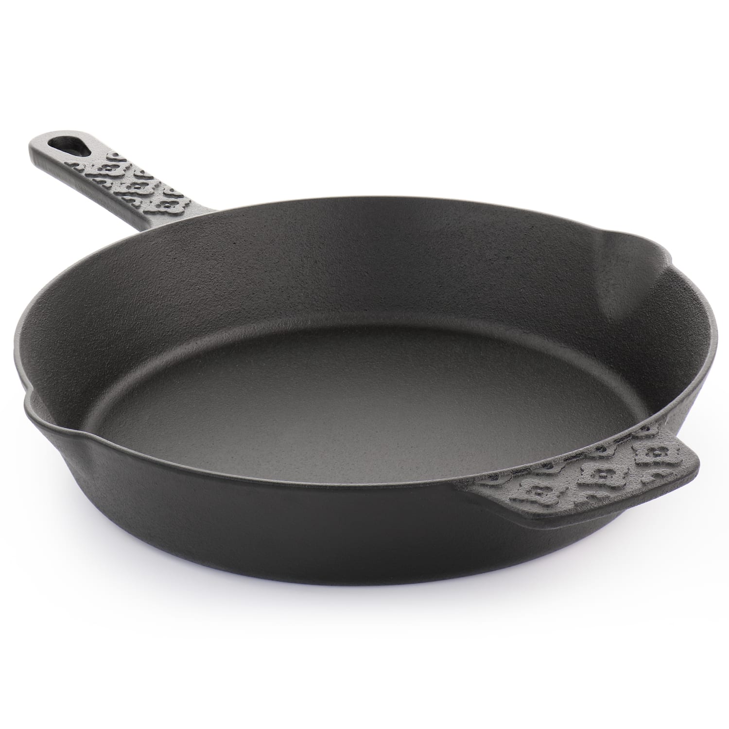 Spice by Tia Mowry Savory Saffron Cast Iron Skillet With Pouring Spouts, 12in, Black - Image 6