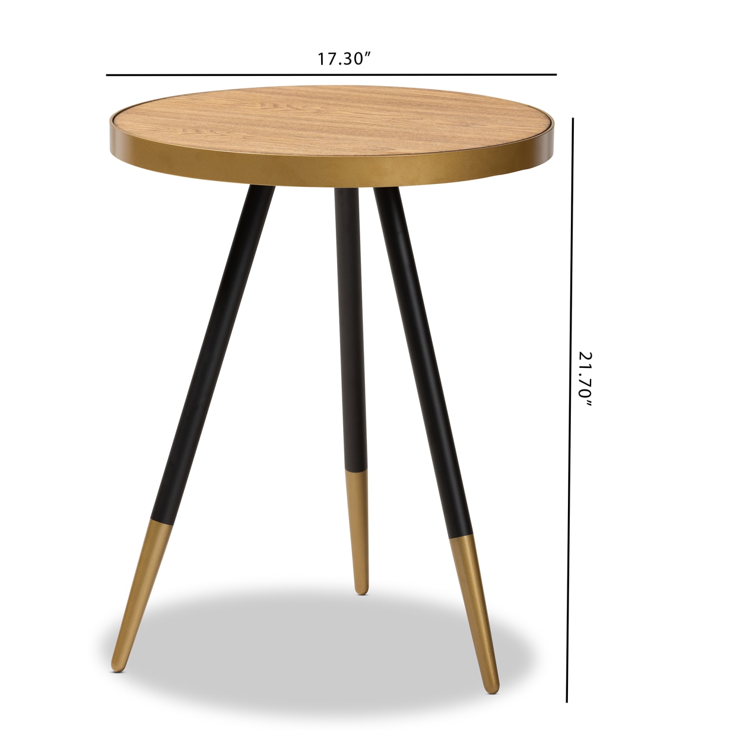 Baxton Studio Contemporary Accent Table, 21-3/4inH x 17-3/4inW x 17-5/16inD, Black/Gold/Walnut - Image 6