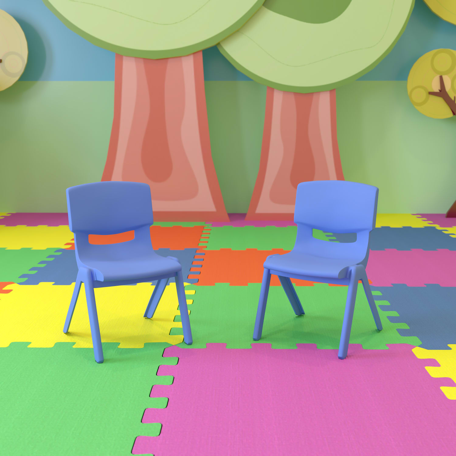 Flash Furniture Plastic Stackable School Chairs With 10-1/2in Seat Height, Blue, Set Of 2 Chairs