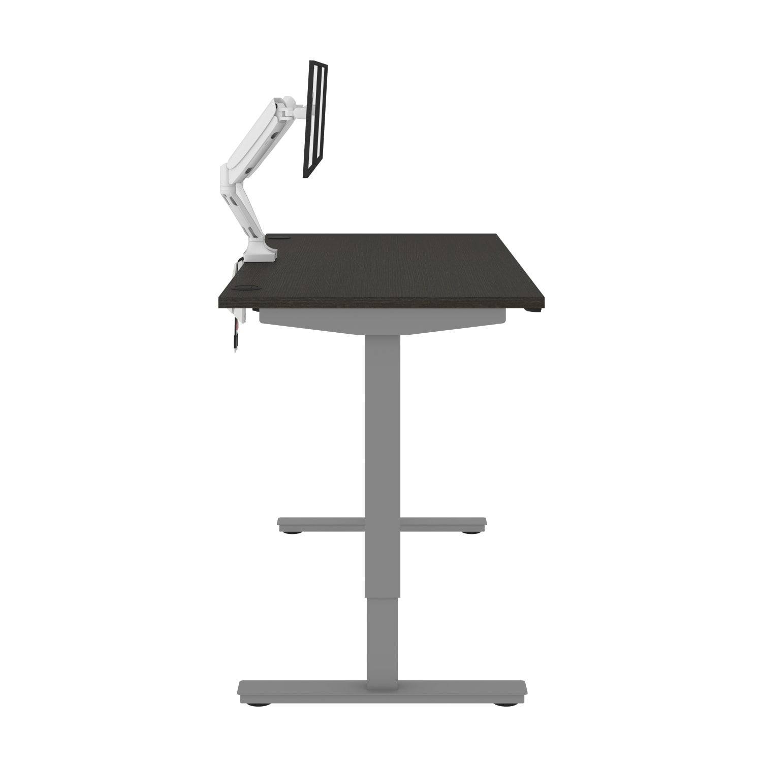 Bestar Upstand Electric 60inW Standing Desk With Dual Monitor Arm, Deep Gray - Image 5