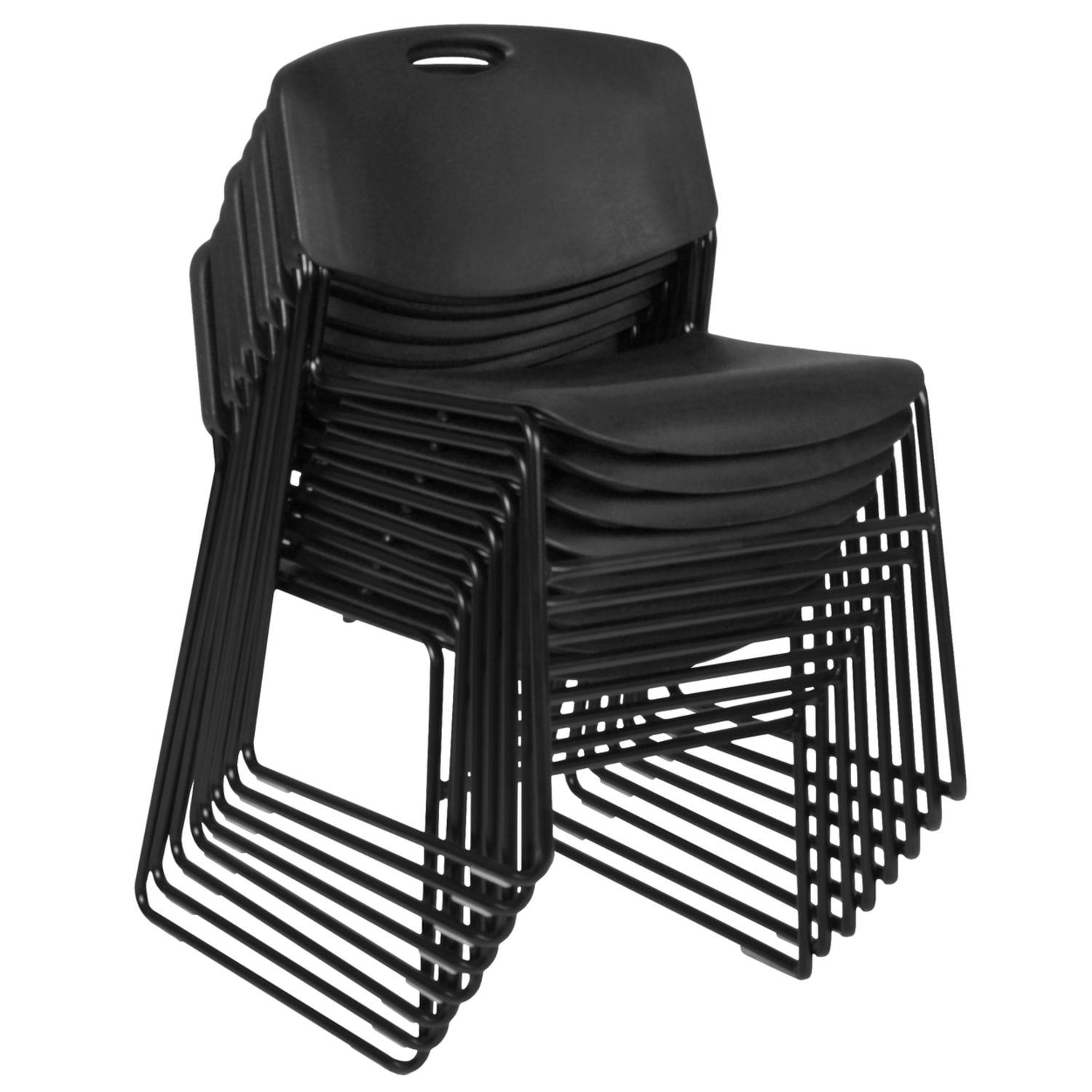 Regency Zeng Polyurethane Armless Stacking Chairs Black Pack Of 8 Chairs PopularChairscom