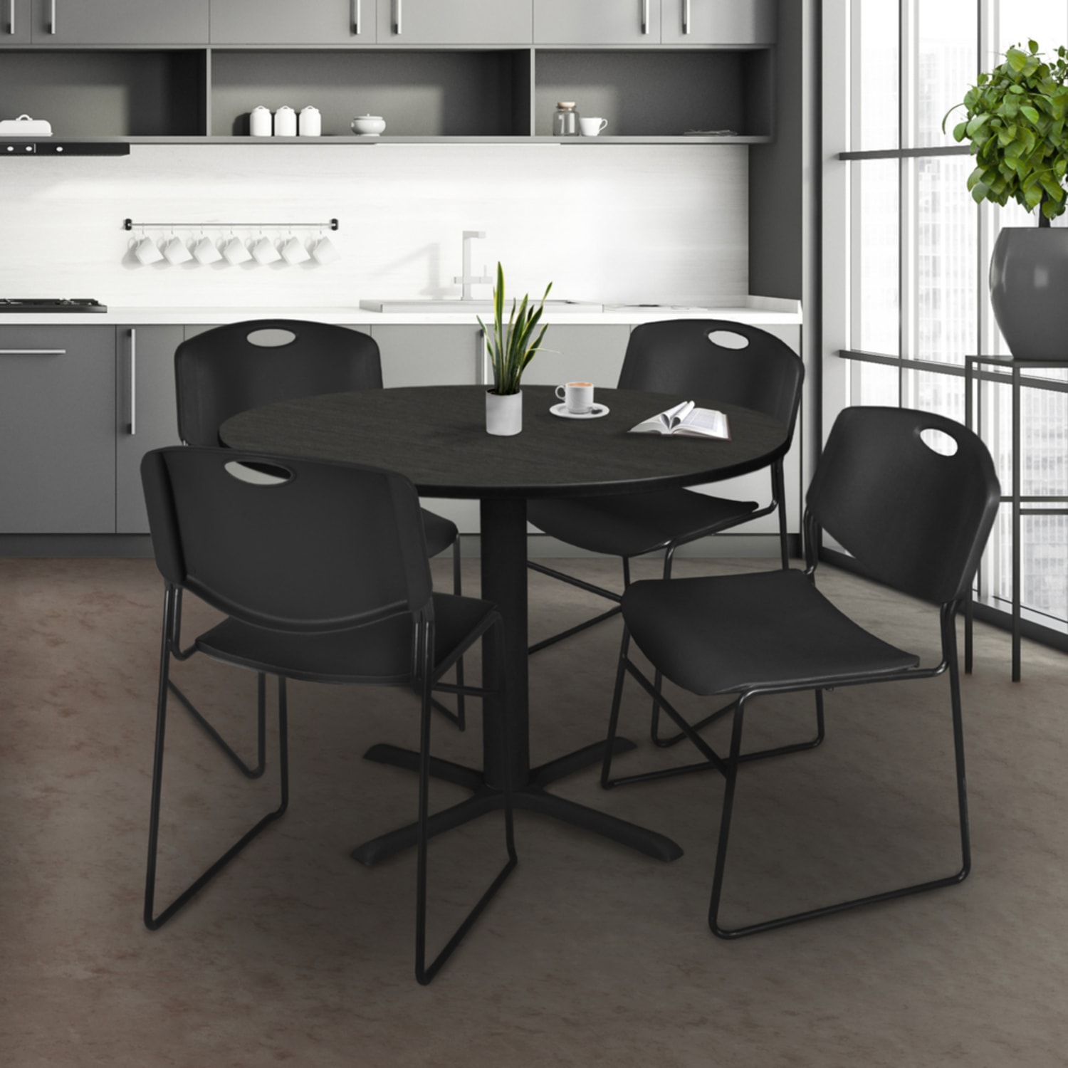 Regency Zeng Polyurethane Armless Stacking Chairs Black Pack Of 8 Chairs PopularChairscom