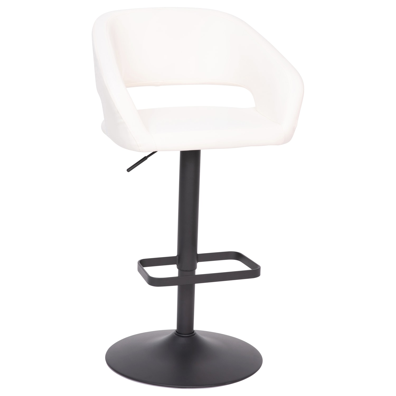 Flash Furniture Contemporary Vinyl Adjustable Height Bar Stool With Rounded Back WhiteBlack PopularChairscom