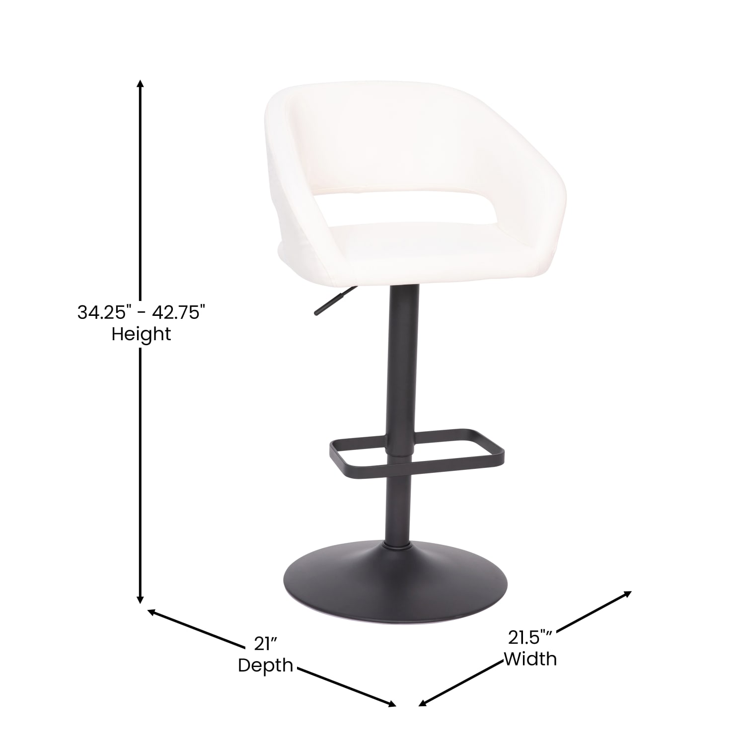 Flash Furniture Contemporary Vinyl Adjustable Height Bar Stool With Rounded Back WhiteBlack PopularChairscom Flash Furniture Contemporary Vinyl Adjustable Height Bar Stool With Rounded Back WhiteBlack PopularChairscom