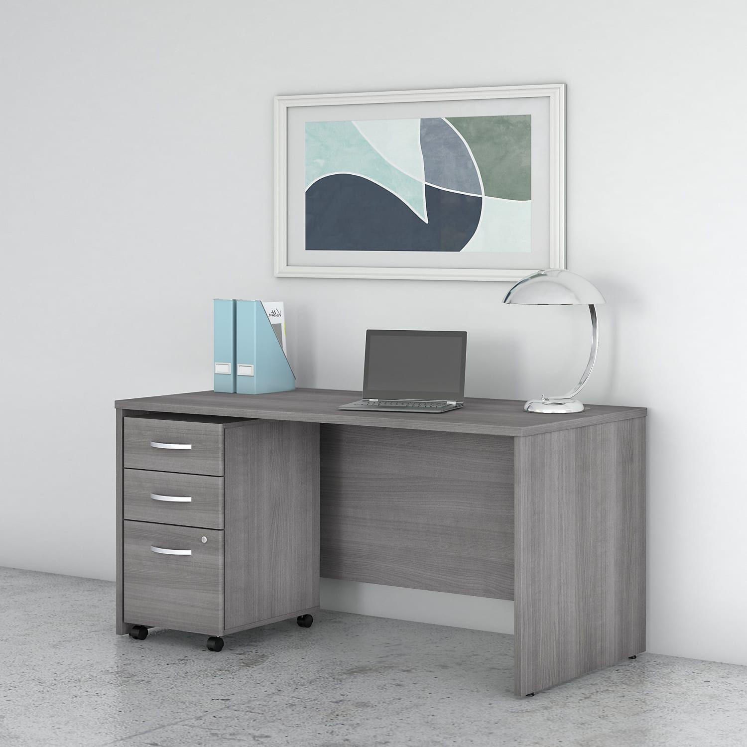 Bush Business Furniture Studio C 60inW Office Computer Desk With Mobile File Cabinet, Platinum Gray, Standard Delivery - Image 3